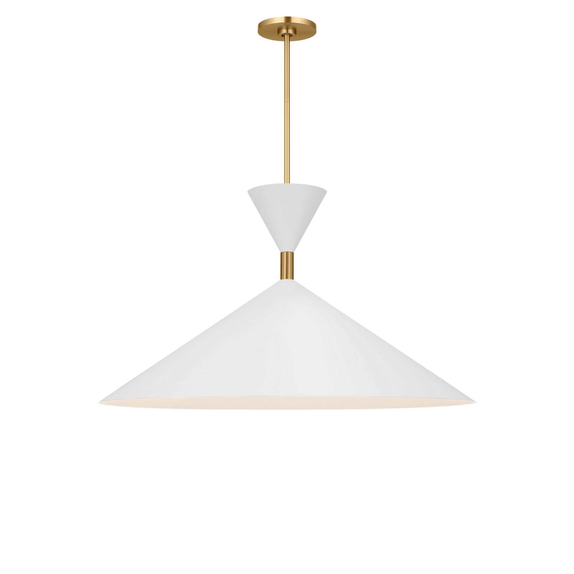 Shown in Burnished Brass finish and Metal shade