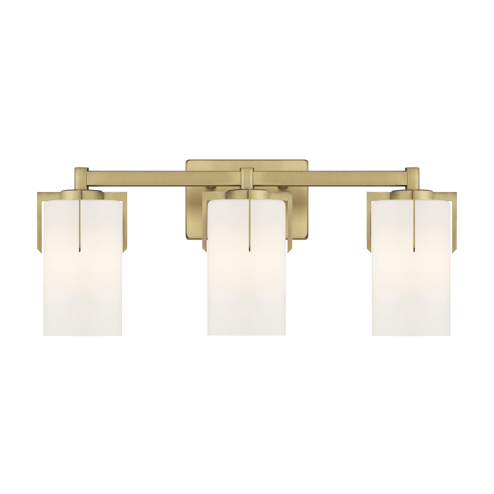 Shown in Vintage Brass finish and White Frosted glass