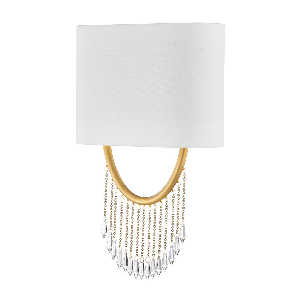 Shown in Vintage Brass finish and White glass