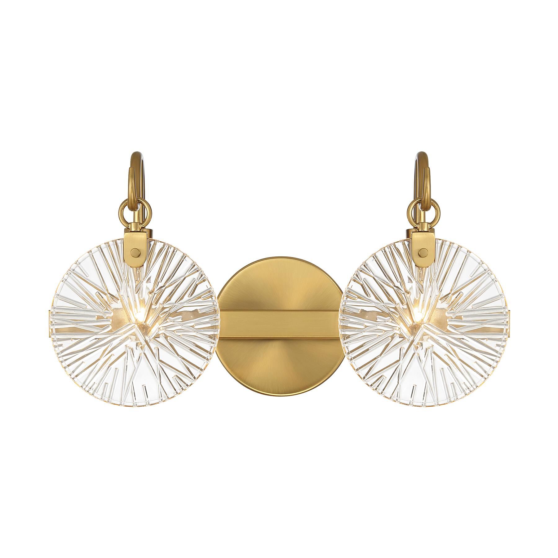 Shown in Warm Brass finish and Clear Starburst glass