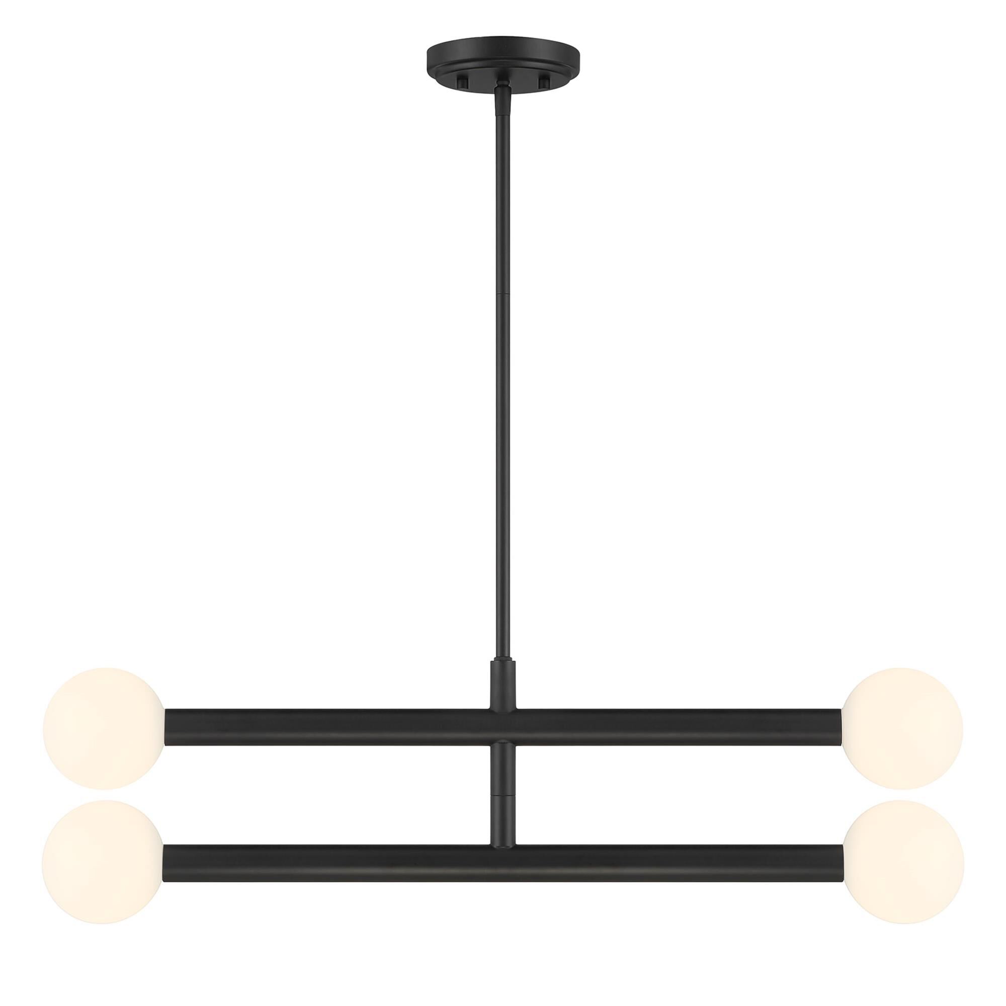 Shown in Matte Black finish and White Opal glass
