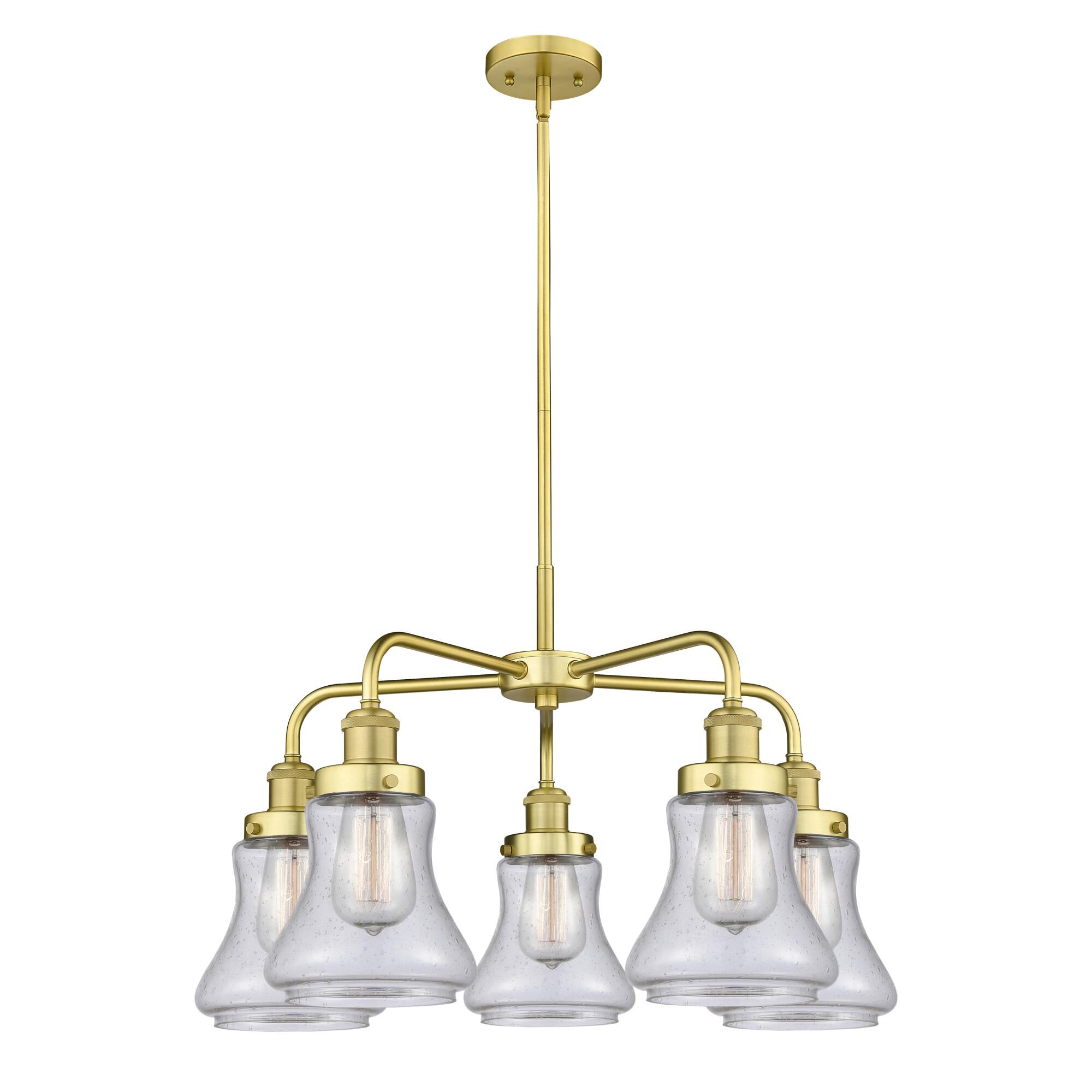 Shown in Satin Gold finish and Seedy glass