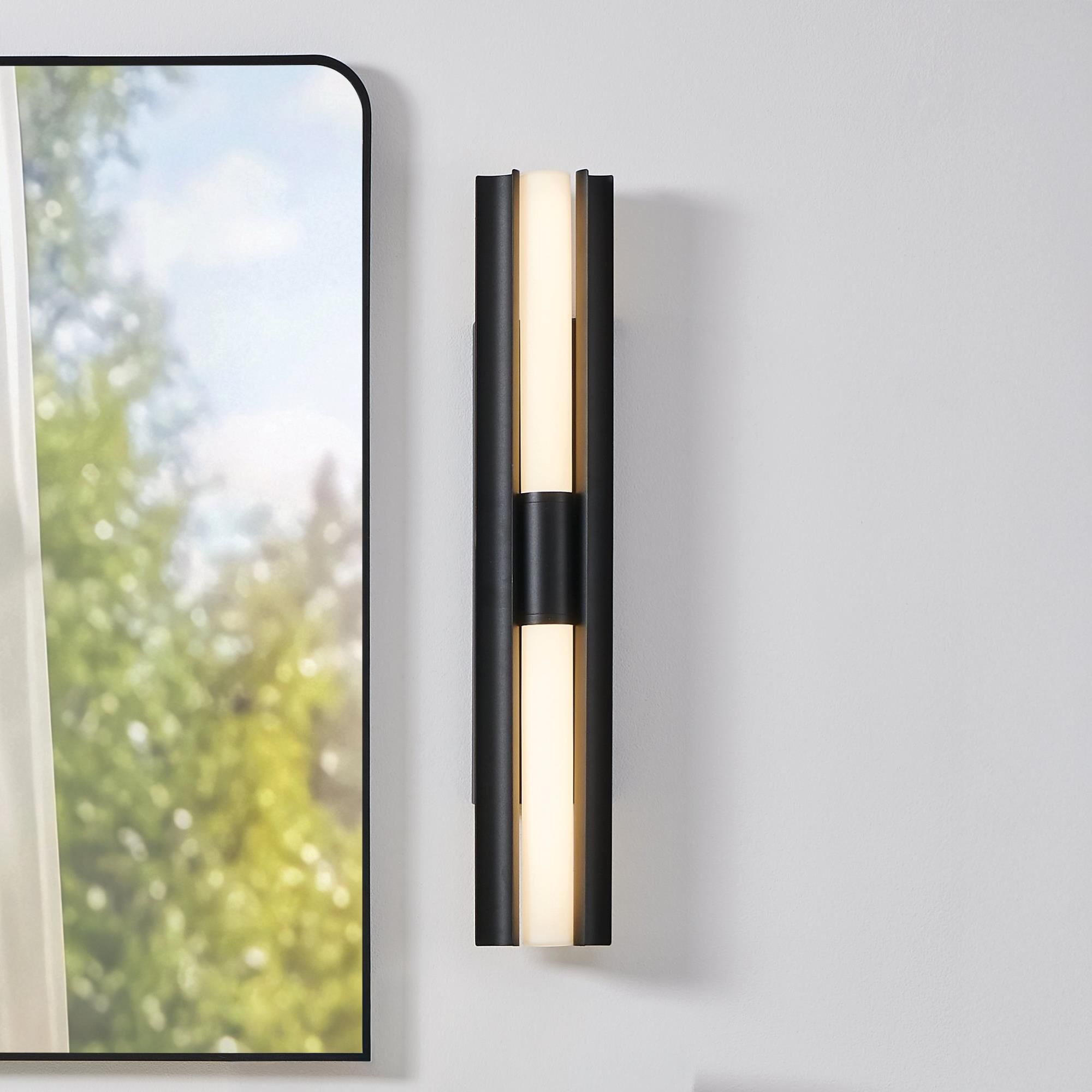 Shown in Textured Black finish and Etched Opal glass