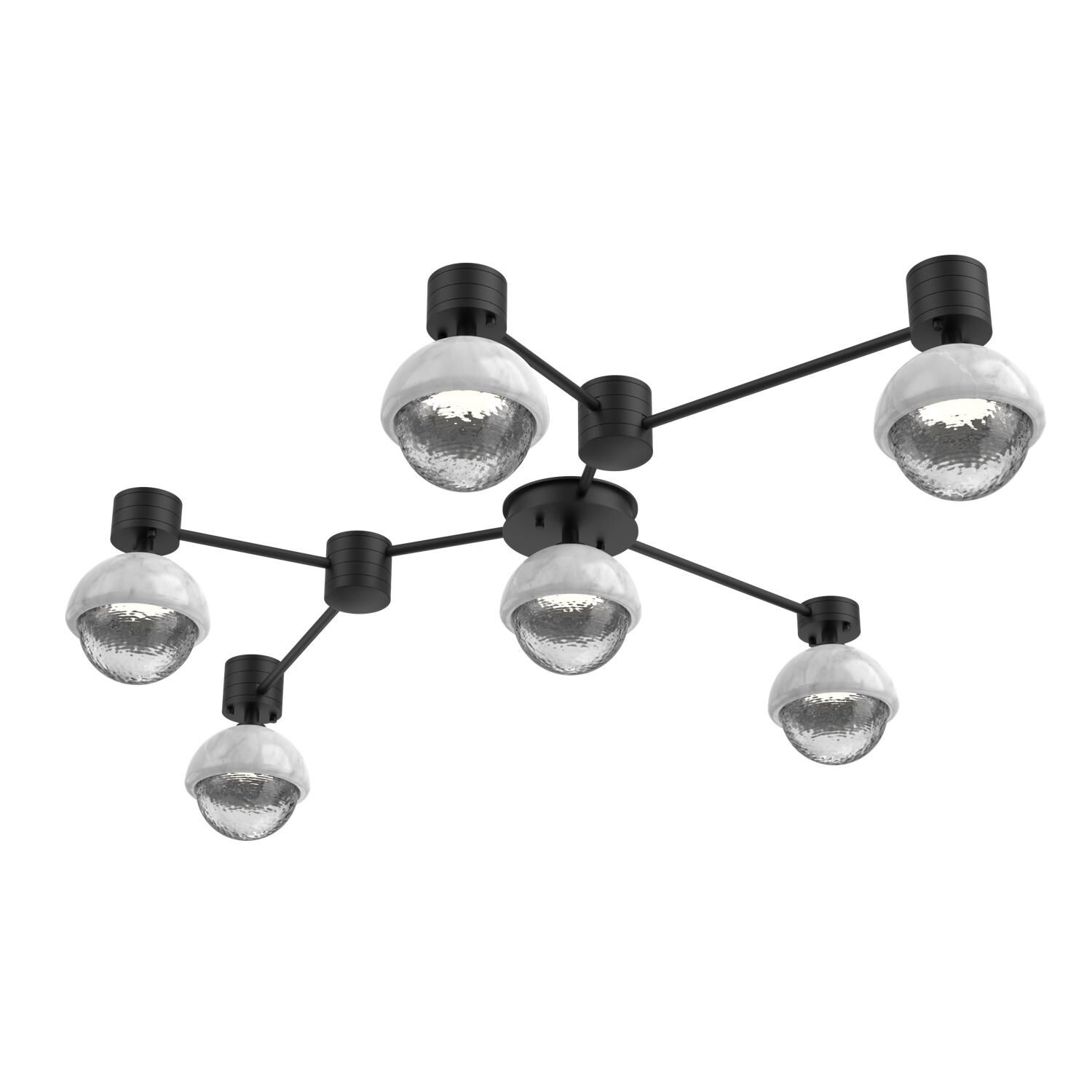 Shown in Matte Black finish and Clear glass and White Marble accent