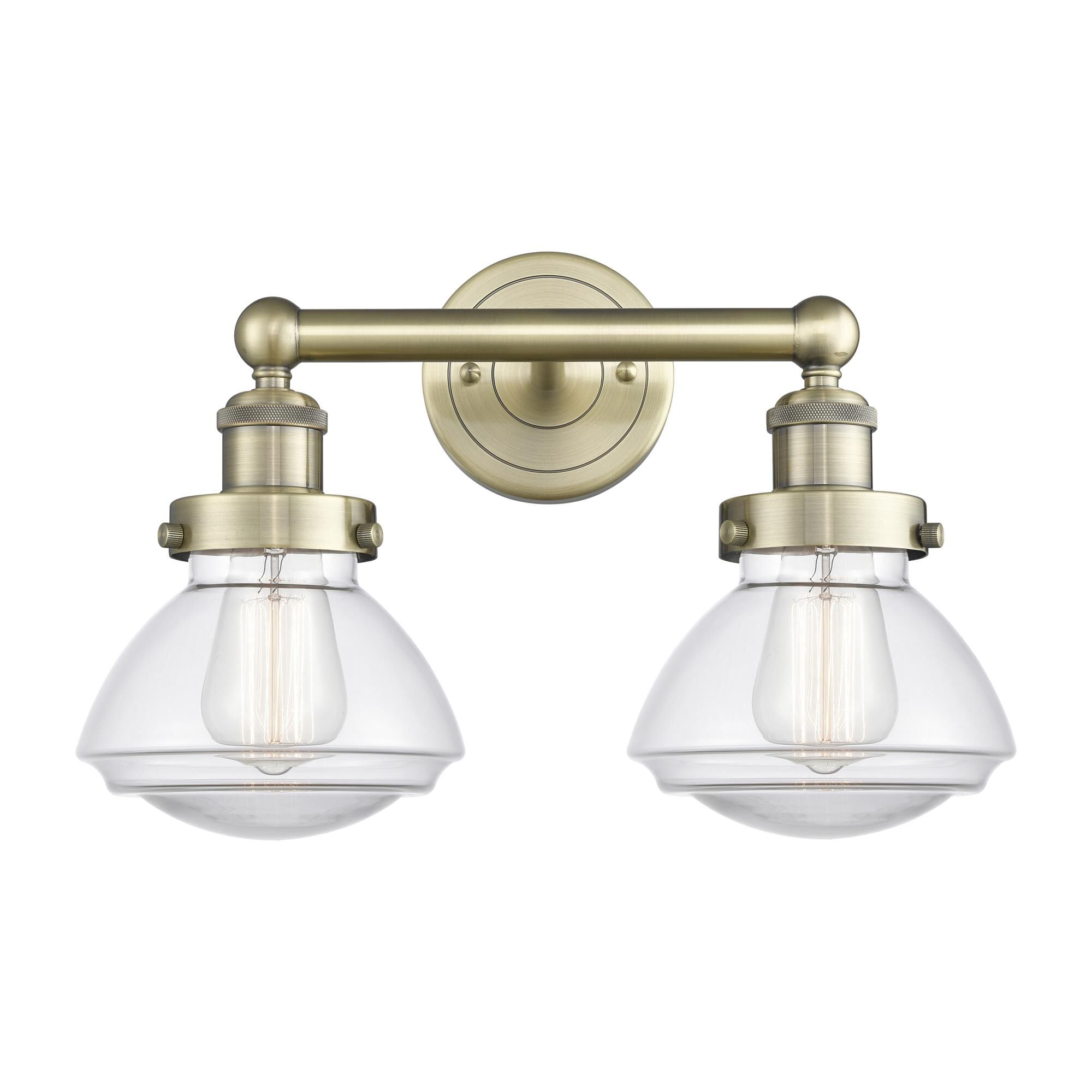 Shown in Antique Brass finish and Clear glass
