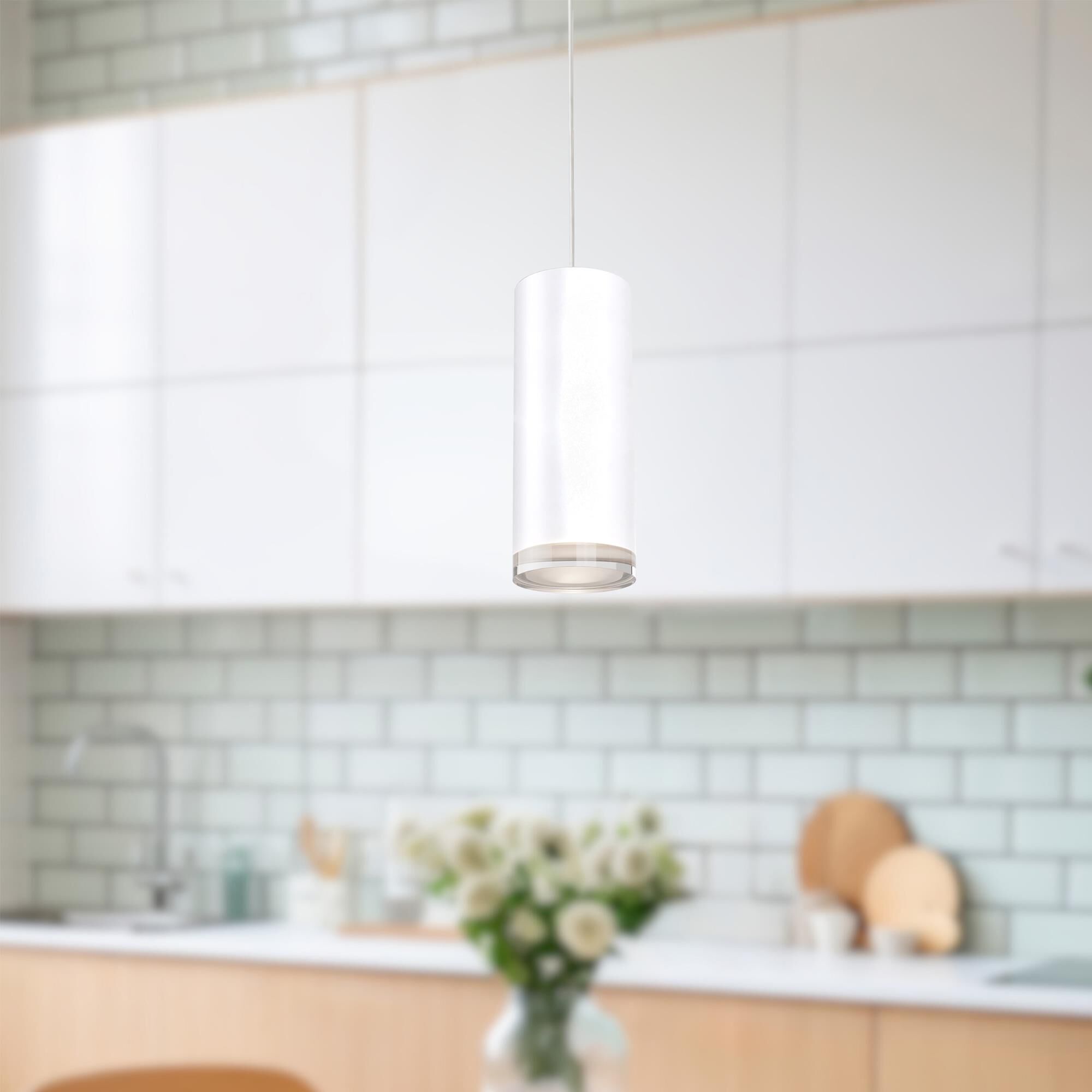 Shown in White finish and Acrylic - Clear glass