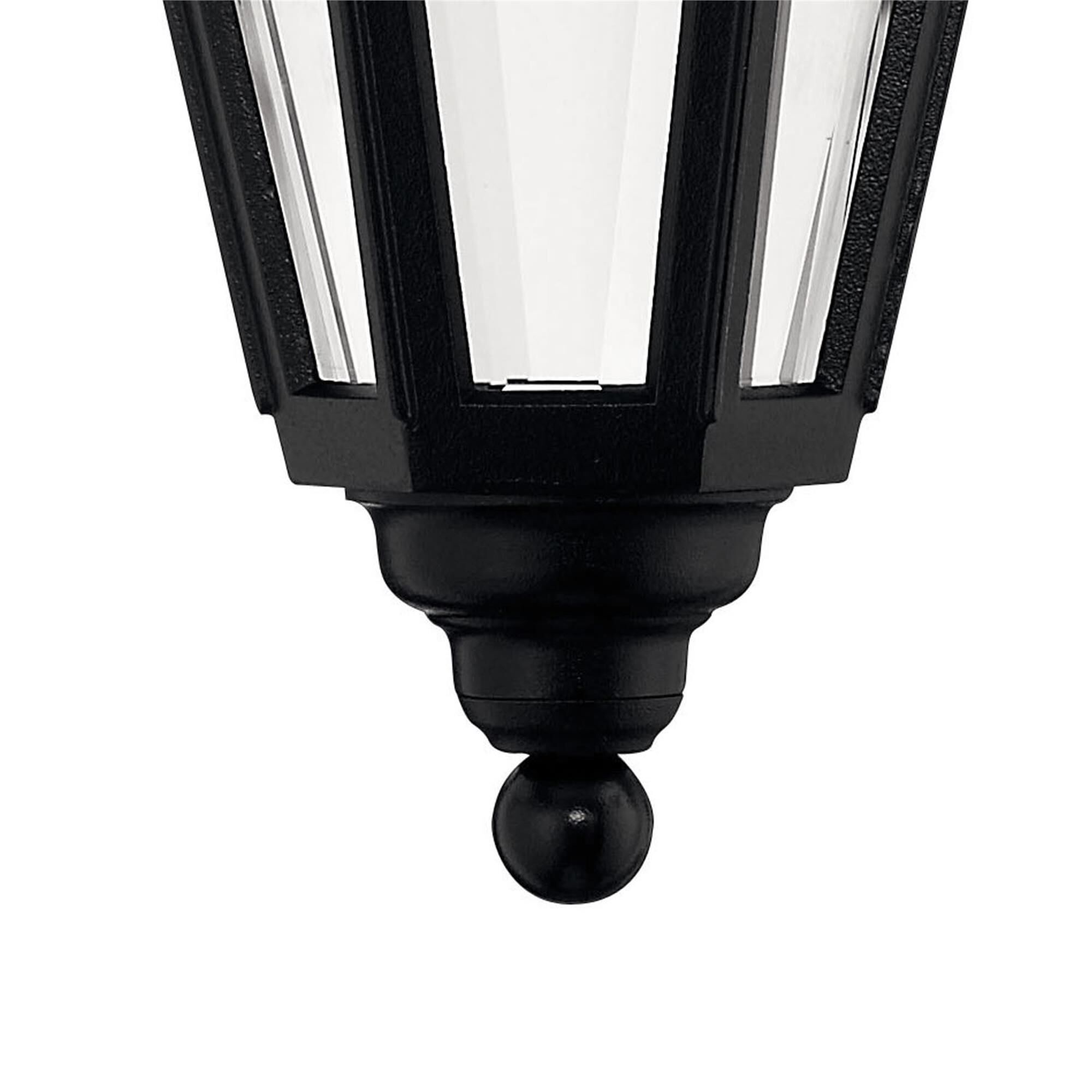 Shown in Black finish and Clear Beveled Panels glass