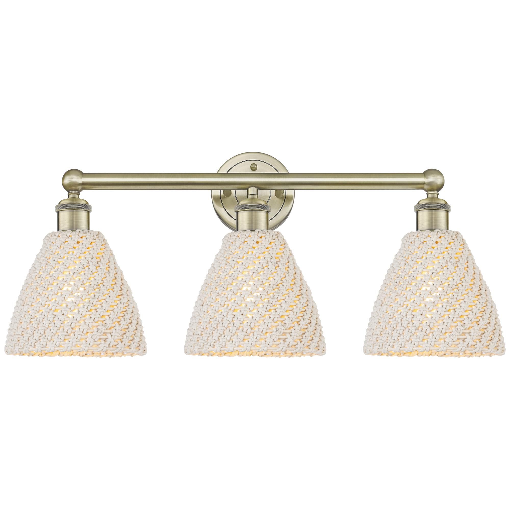 Shown in Antique Brass finish and Natural shade