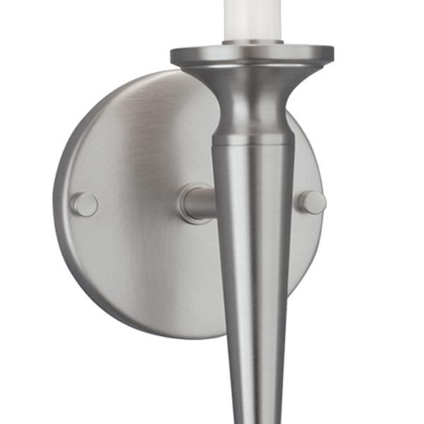 Shown in Brushed Nickel finish and White Lamp shade