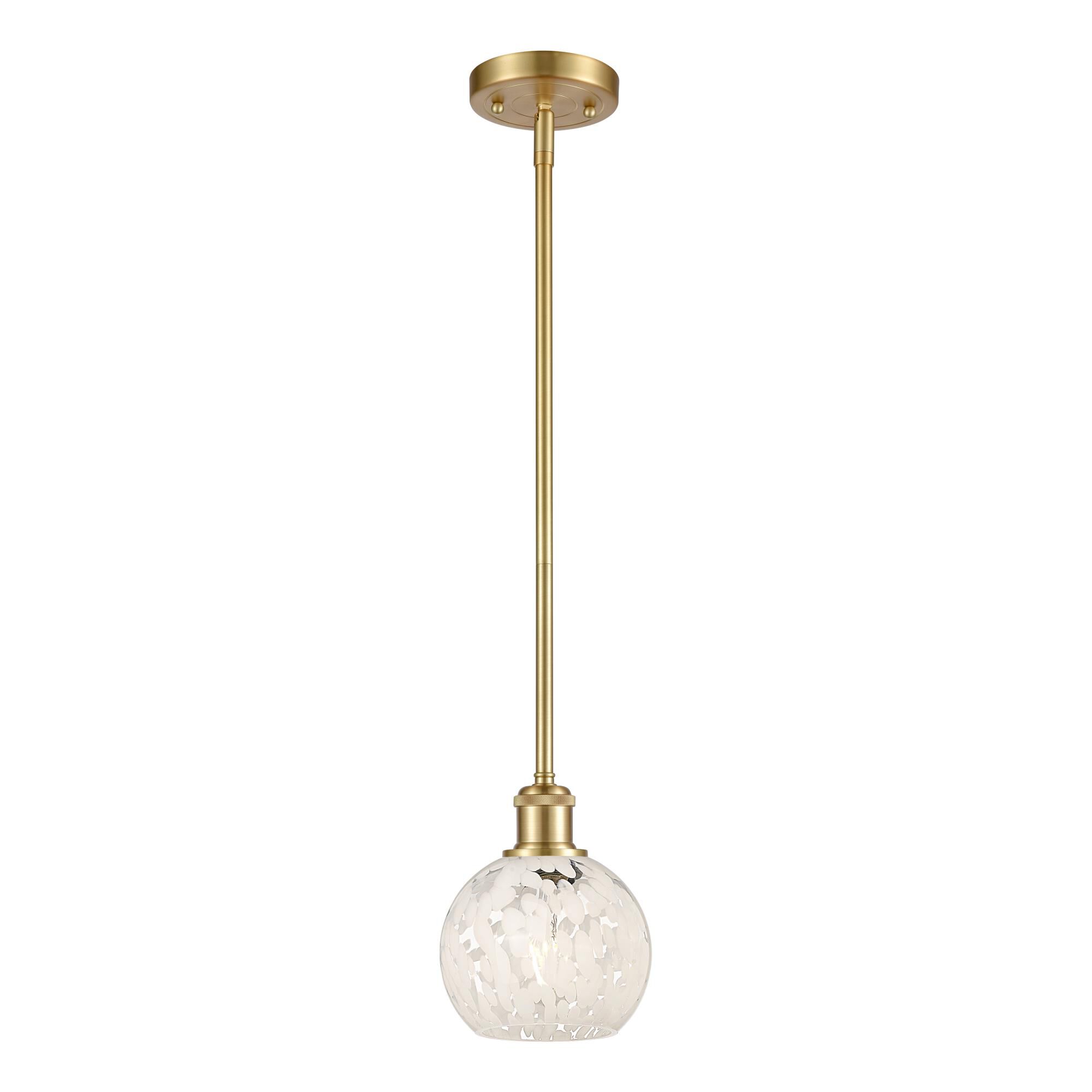 Shown in Satin Gold finish and White Mouchette glass