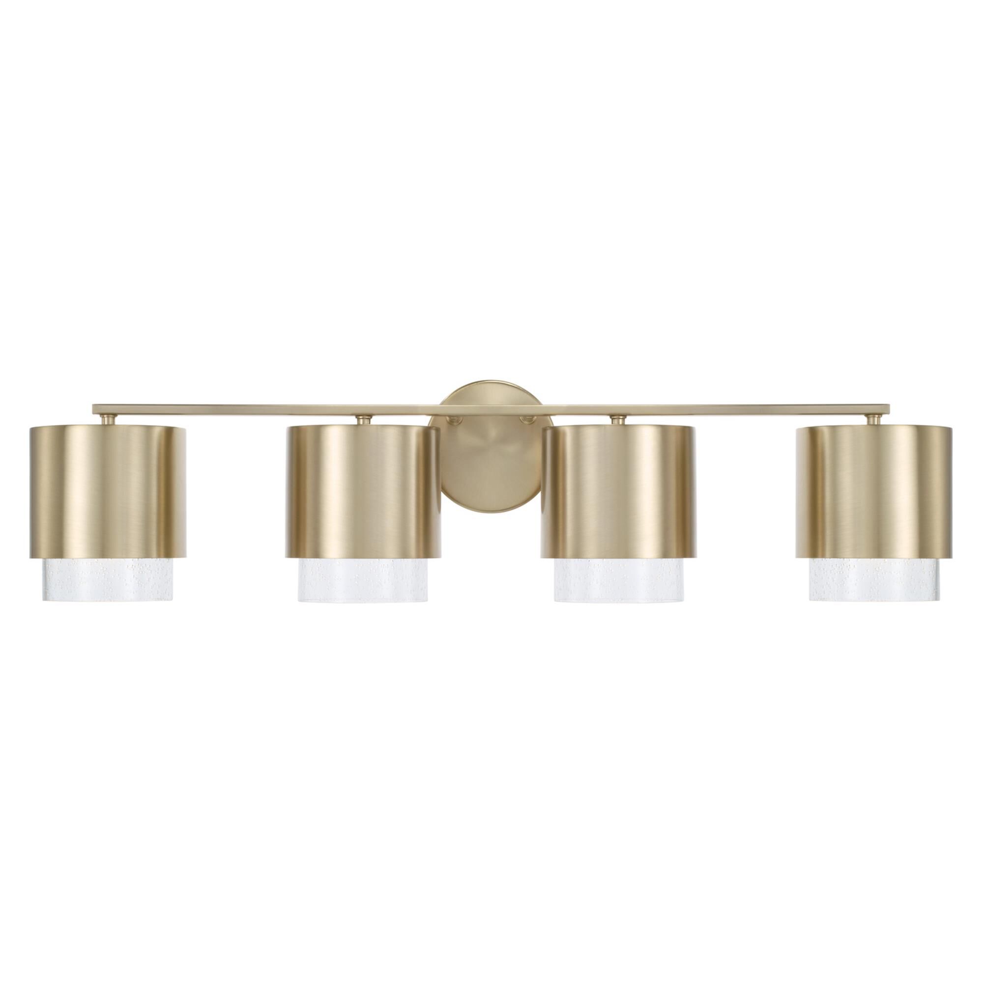 Shown in Matte Brass finish and Clear Seeded glass and Metal shade
