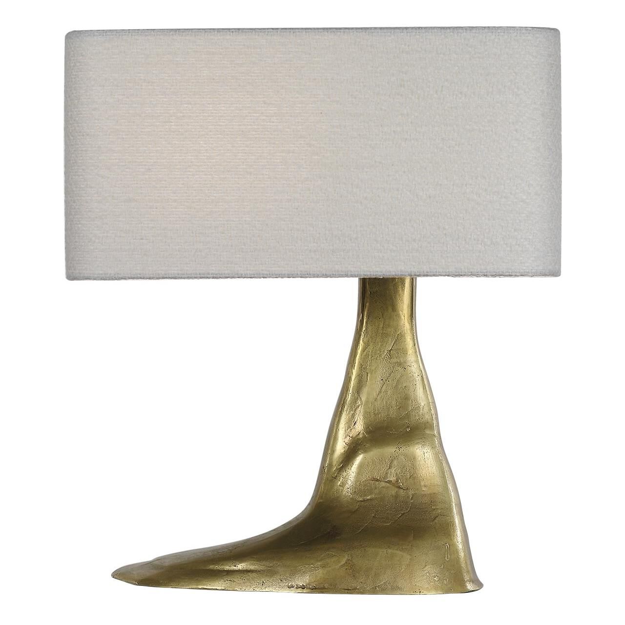 Shown in Museum Brass finish and Boucle Rectangle shade