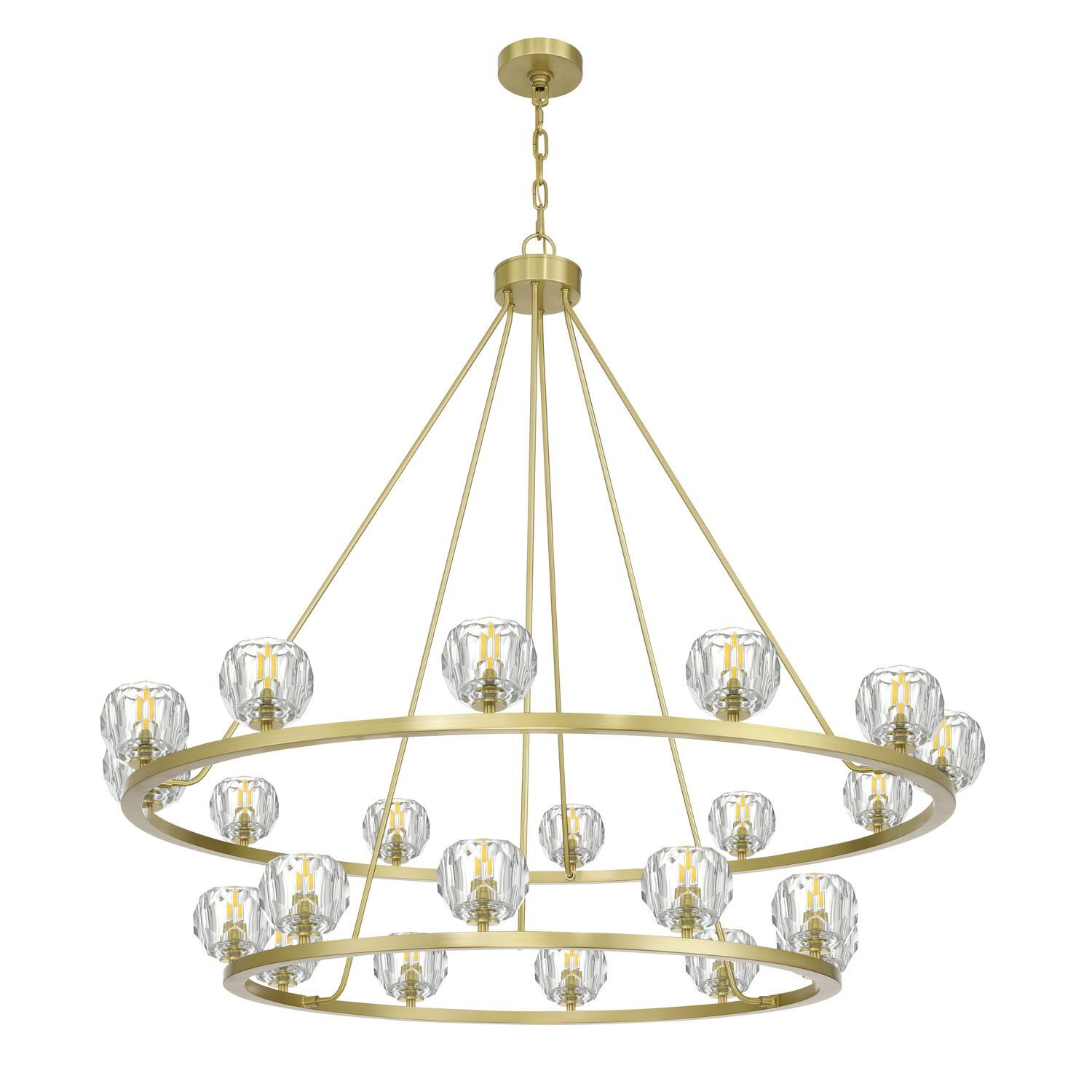 Shown in Soft Brass finish and Faceted Cut crystal and Crystal glass and Crystal shade