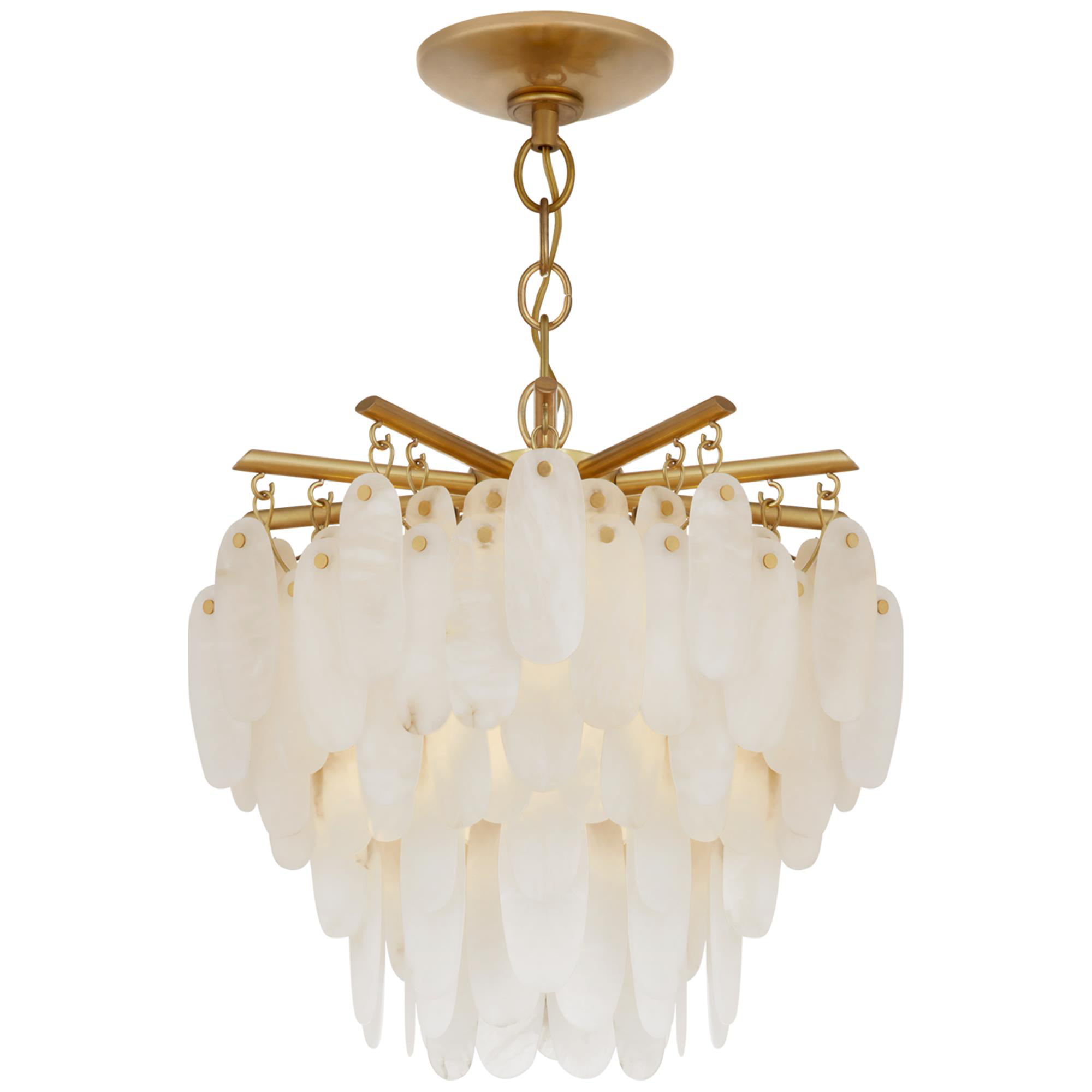 Shown in Antique-Burnished Brass finish and Alabaster shade