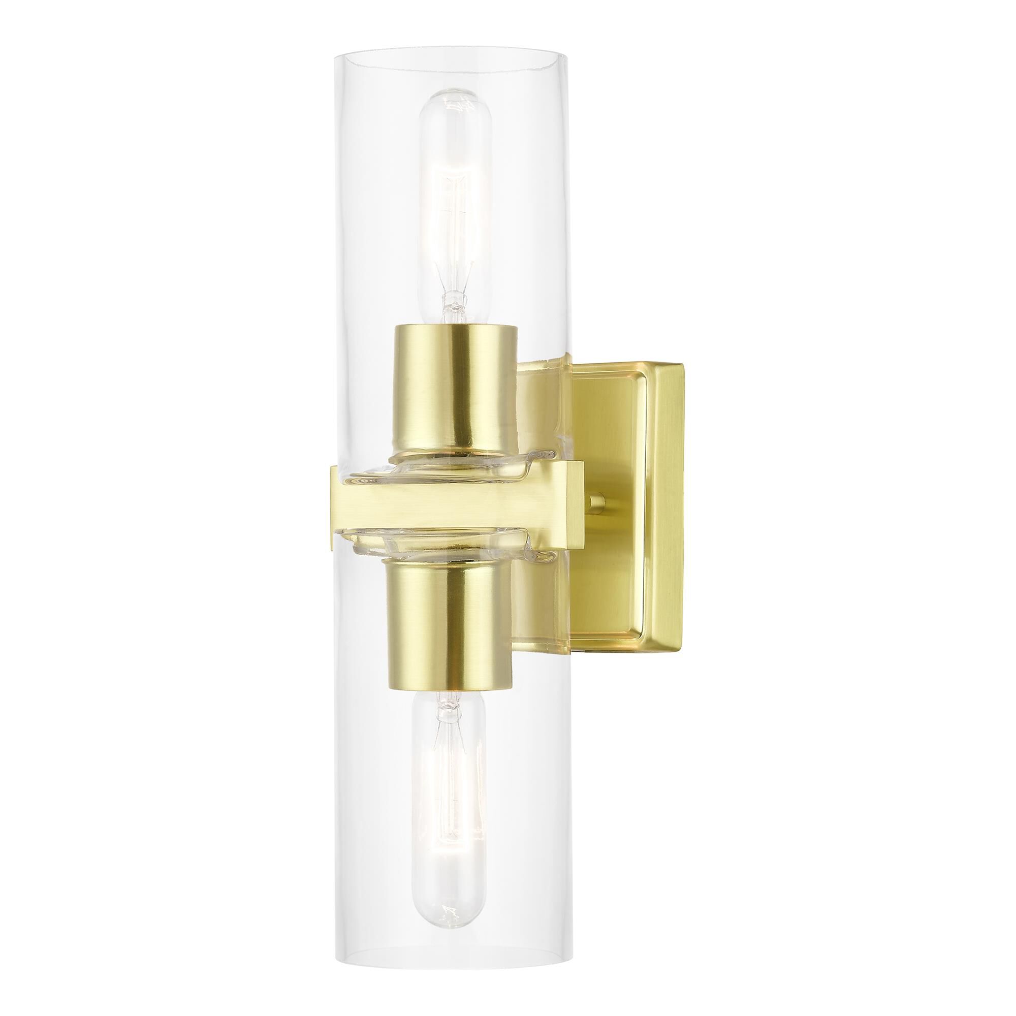 Shown in Satin Brass finish and Clear glass