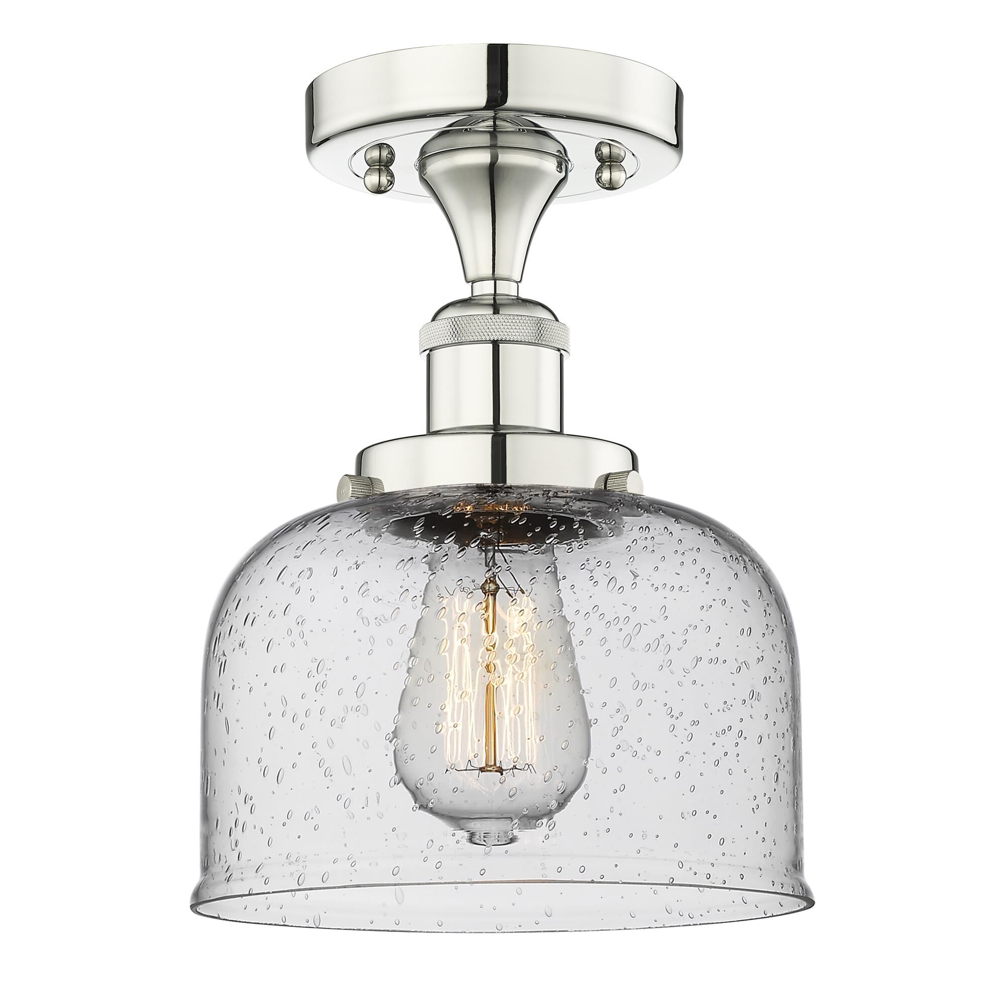 Shown in Polished Nickel finish and Seedy glass