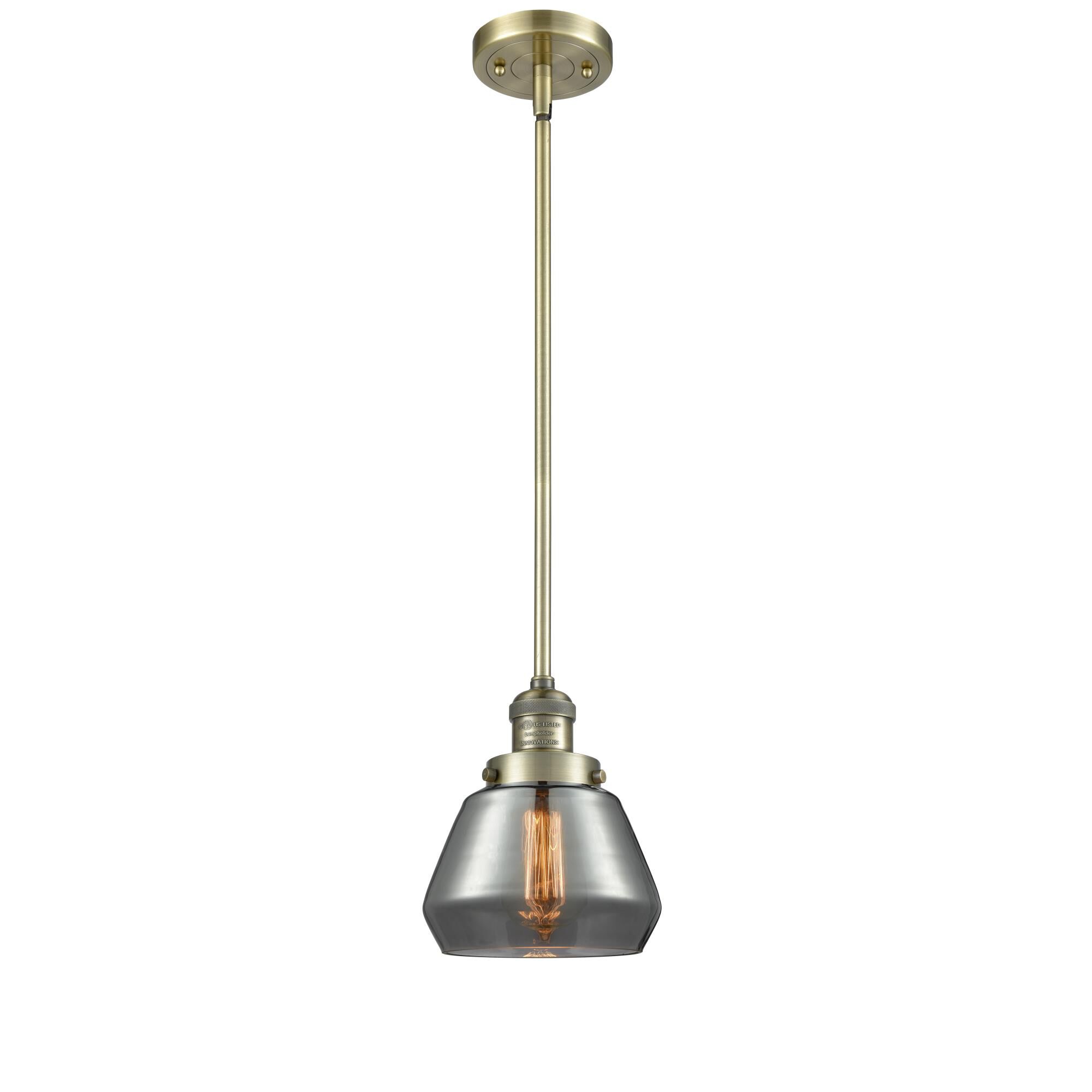 Shown in Antique Brass finish and Plated Smoked glass