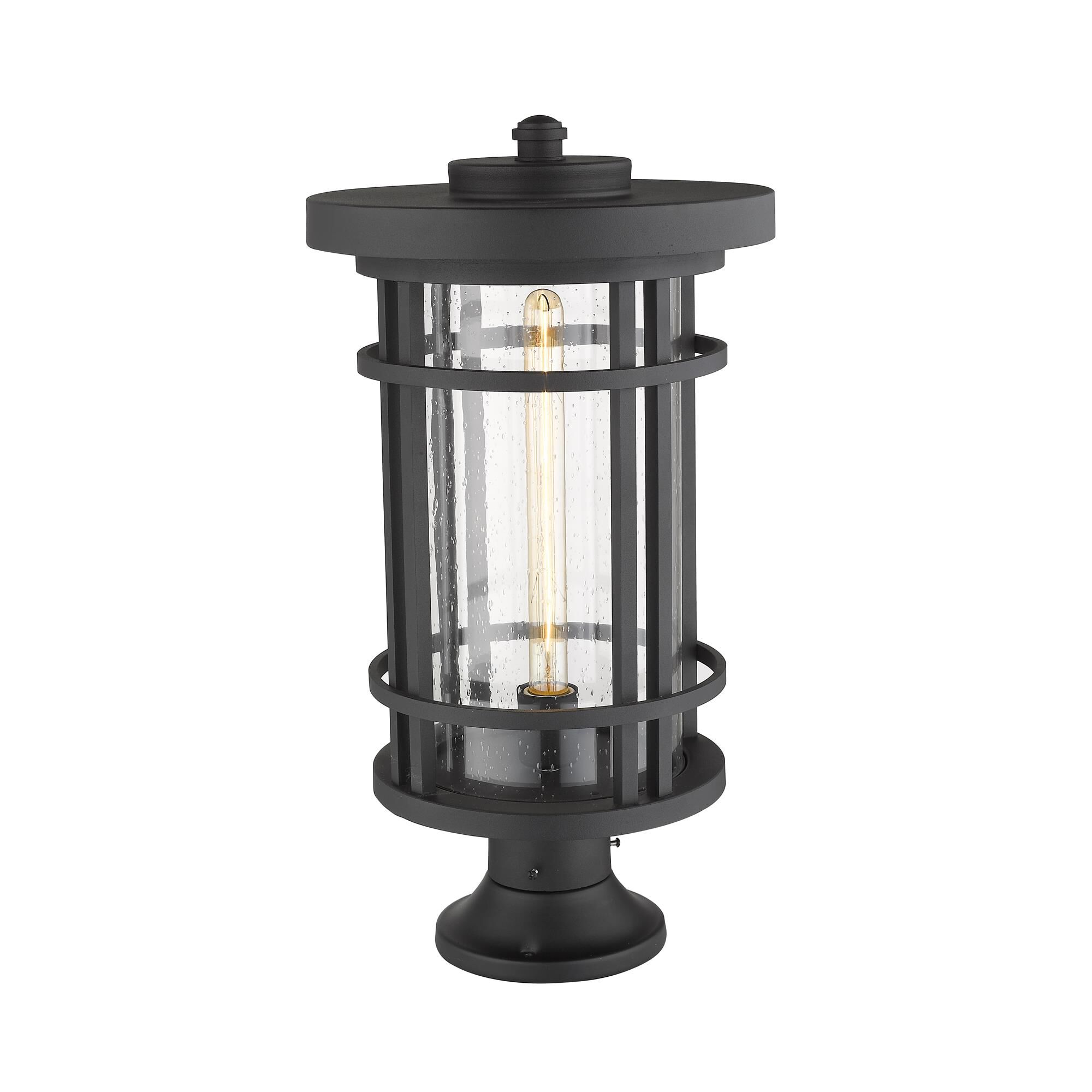 Shown in Black finish and Glass shade