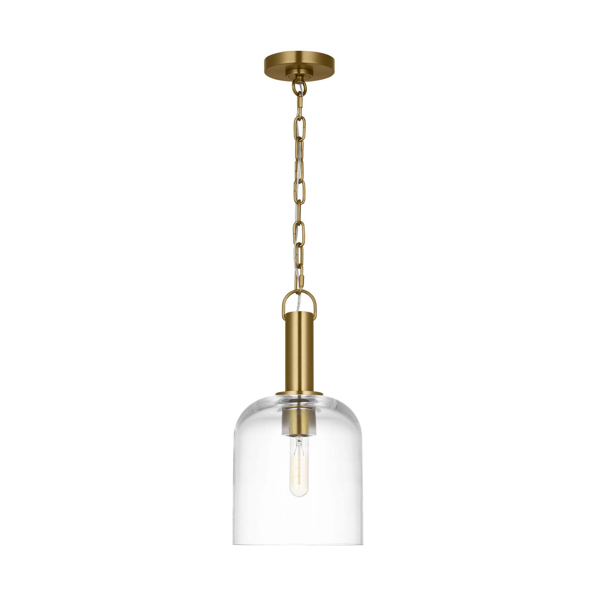 Shown in Burnished Brass finish and Clear glass