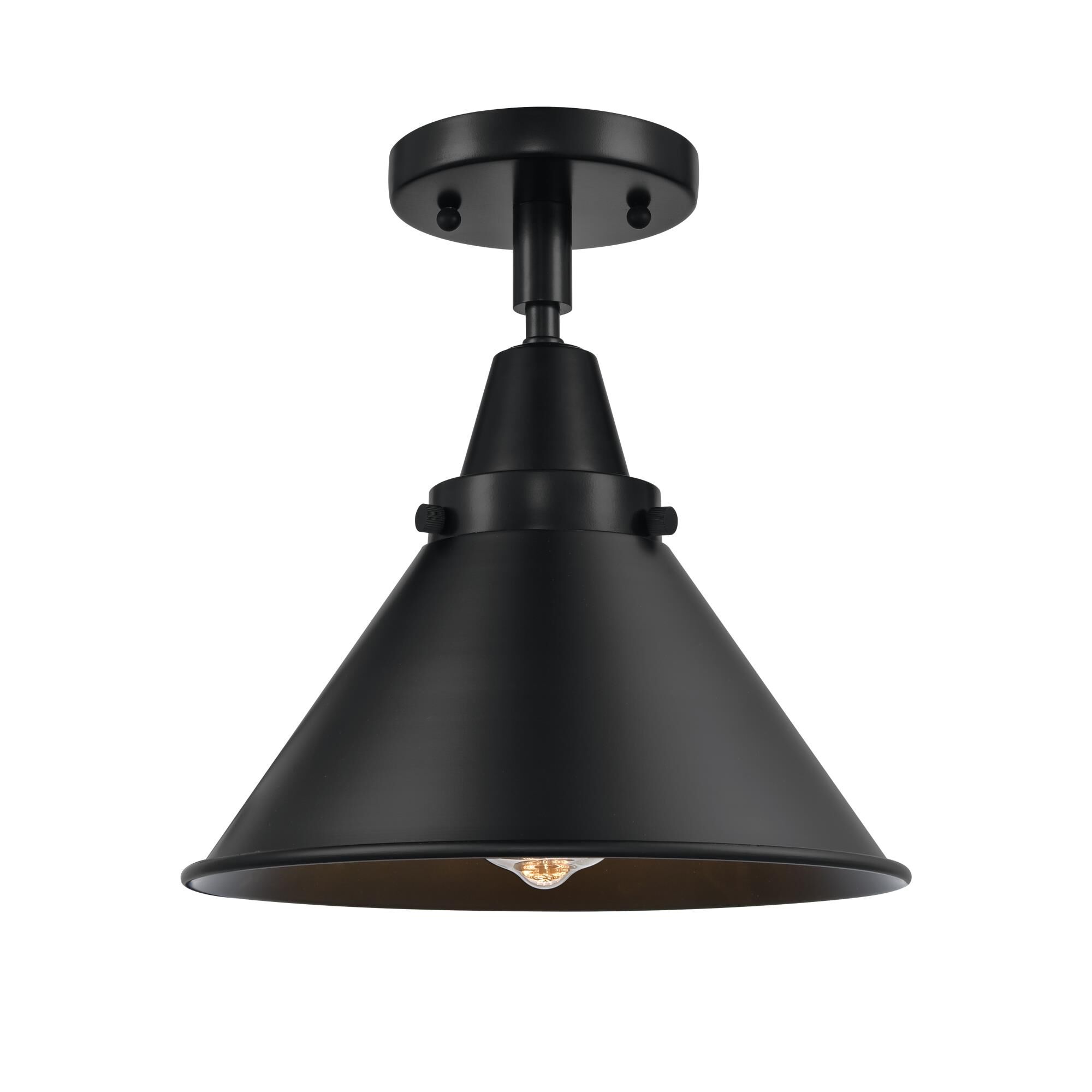 Shown in Matte Black finish and No Glass glass and Matte Black Briarcliff shade