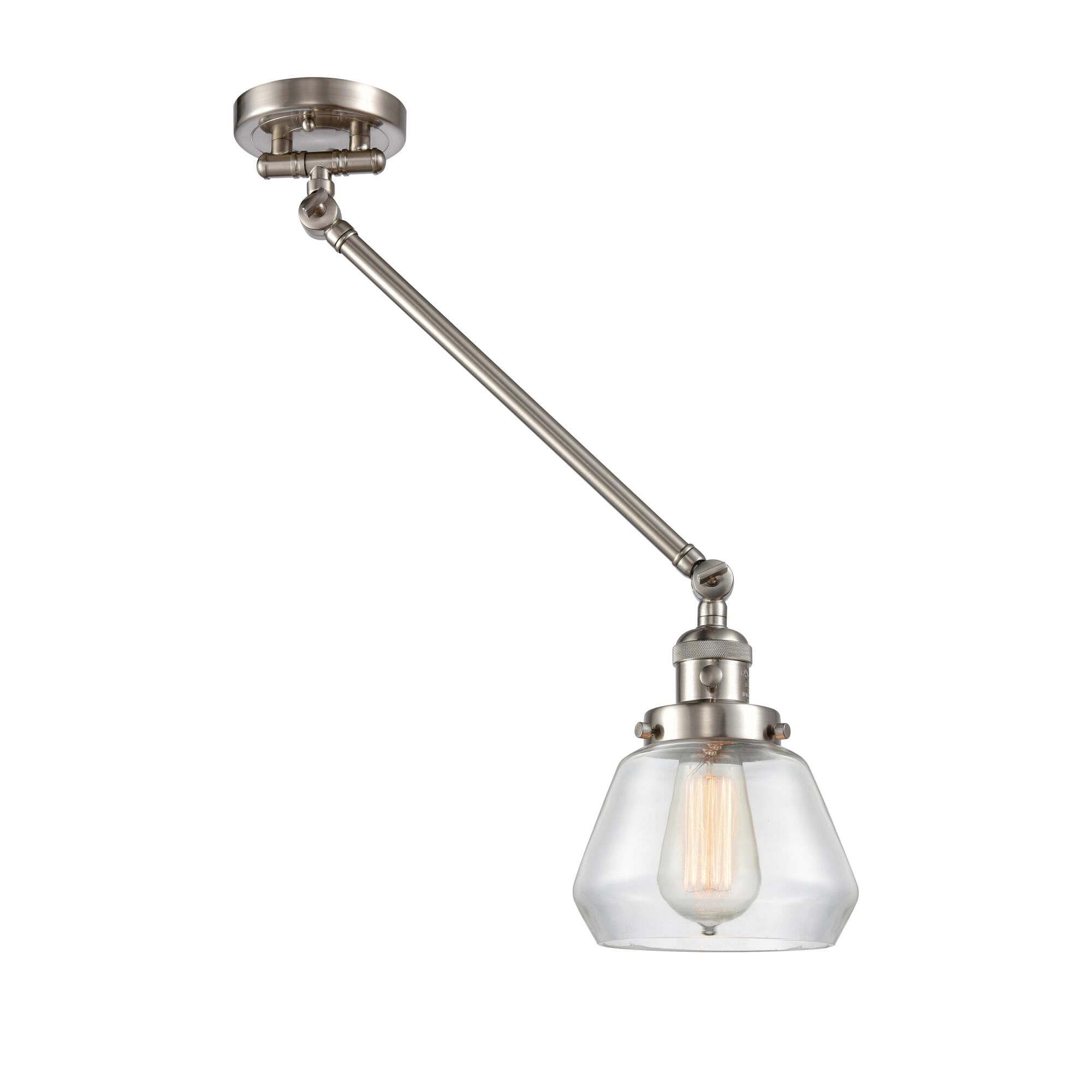 Shown in Brushed Satin Nickel finish and Clear glass