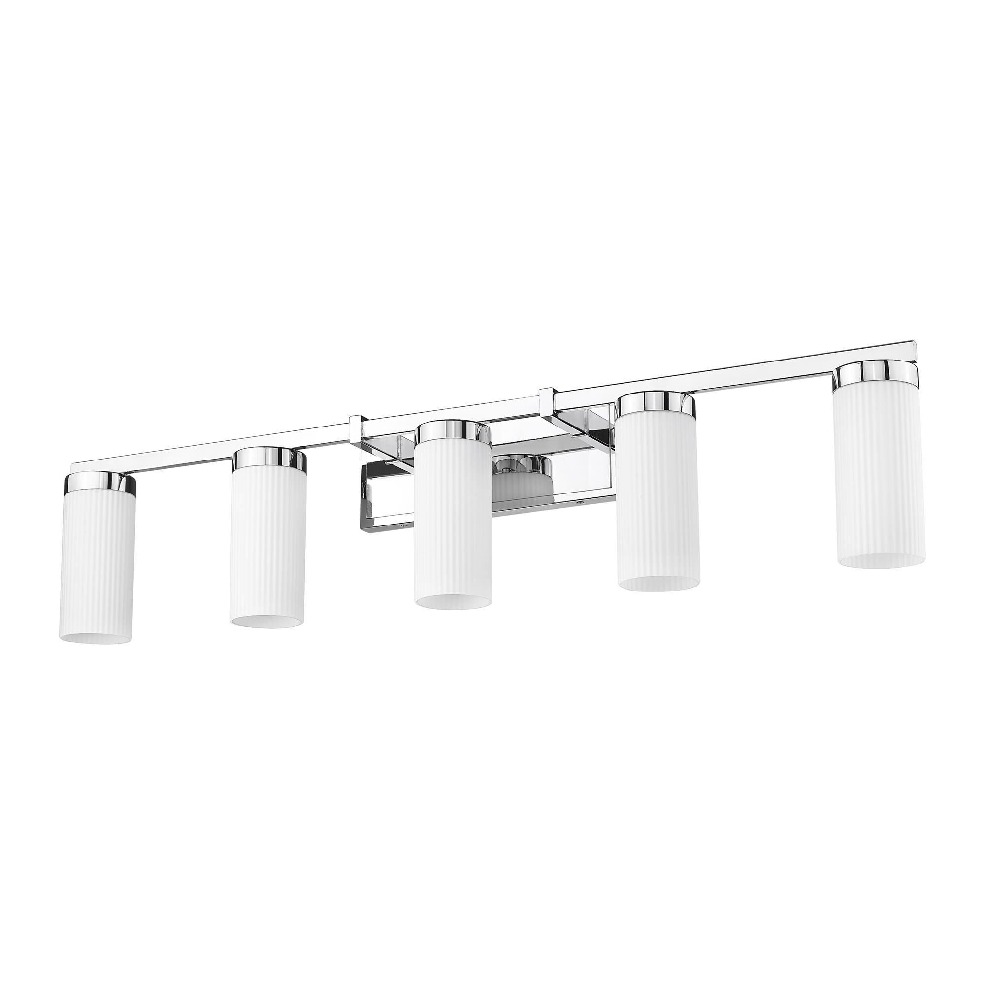 Shown in Chrome finish and White glass and White shade