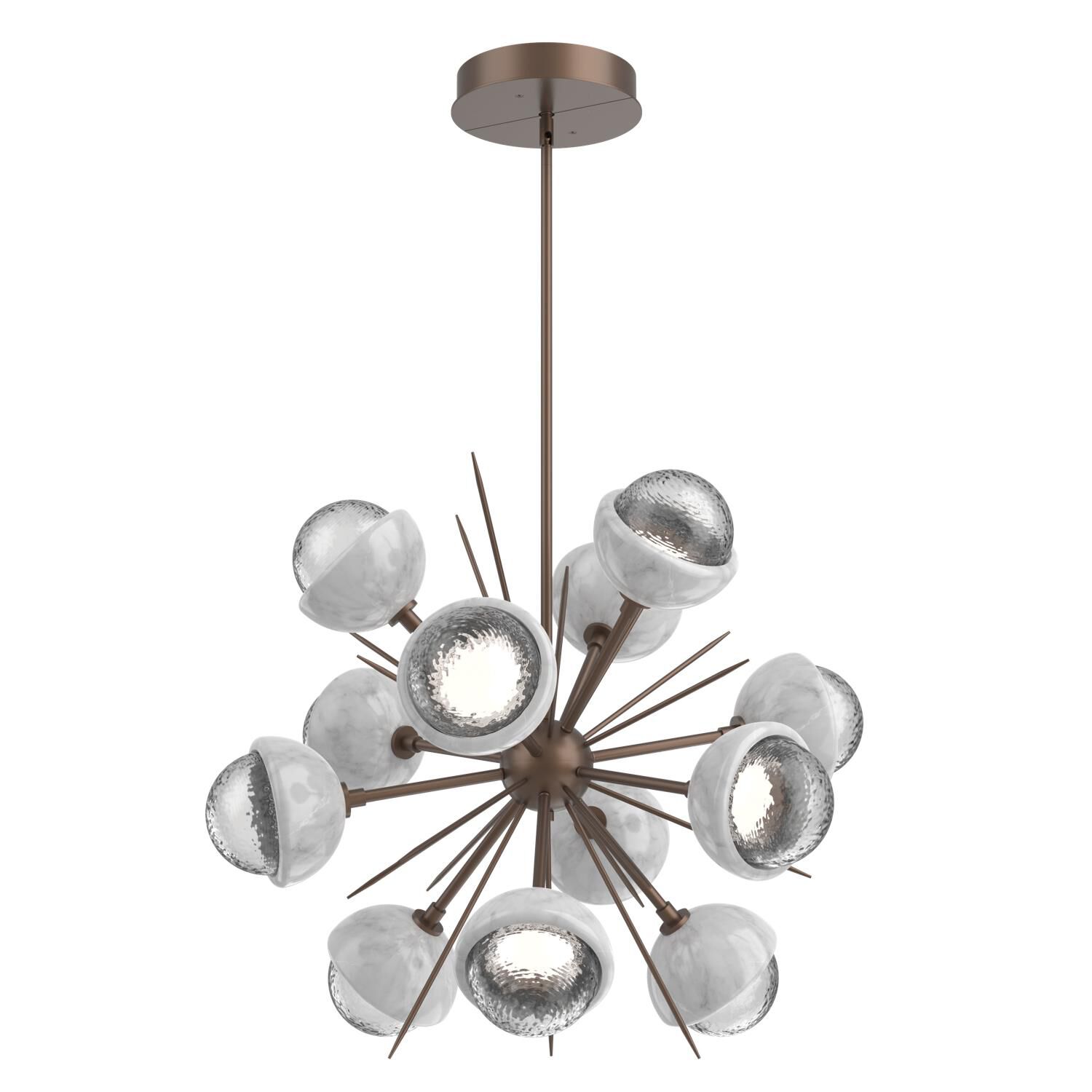 Shown in Burnished Bronze finish and Clear glass and White Marble accent