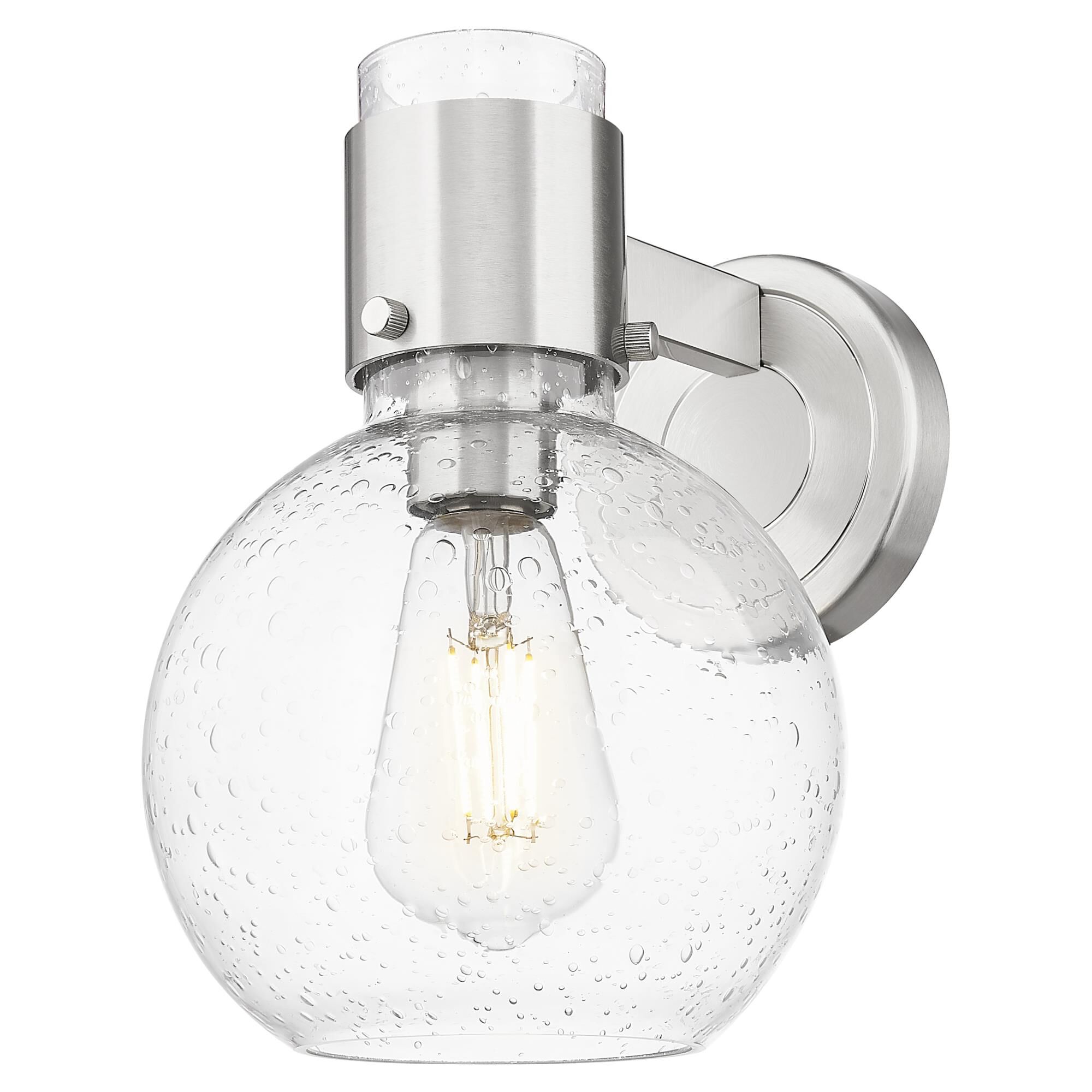 Shown in Brushed Satin Nickel finish and Seedy glass