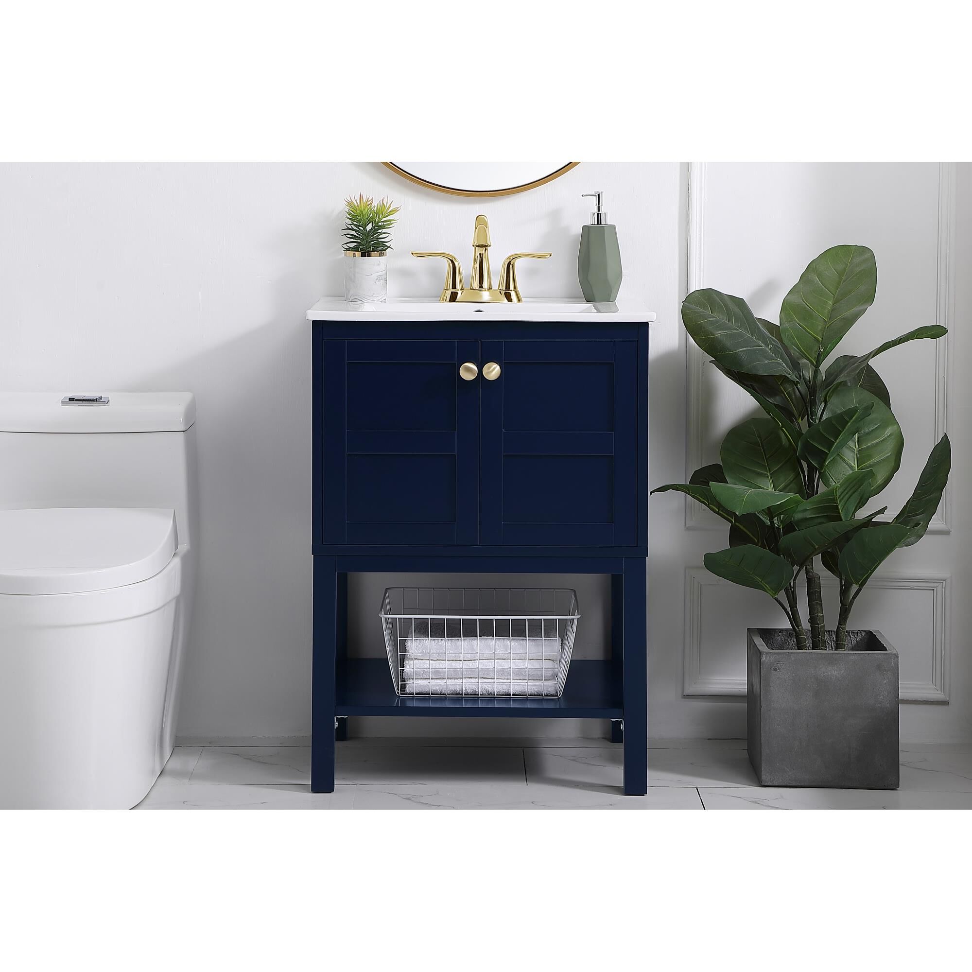 Shown in Blue And Gold With White Porcelain finish