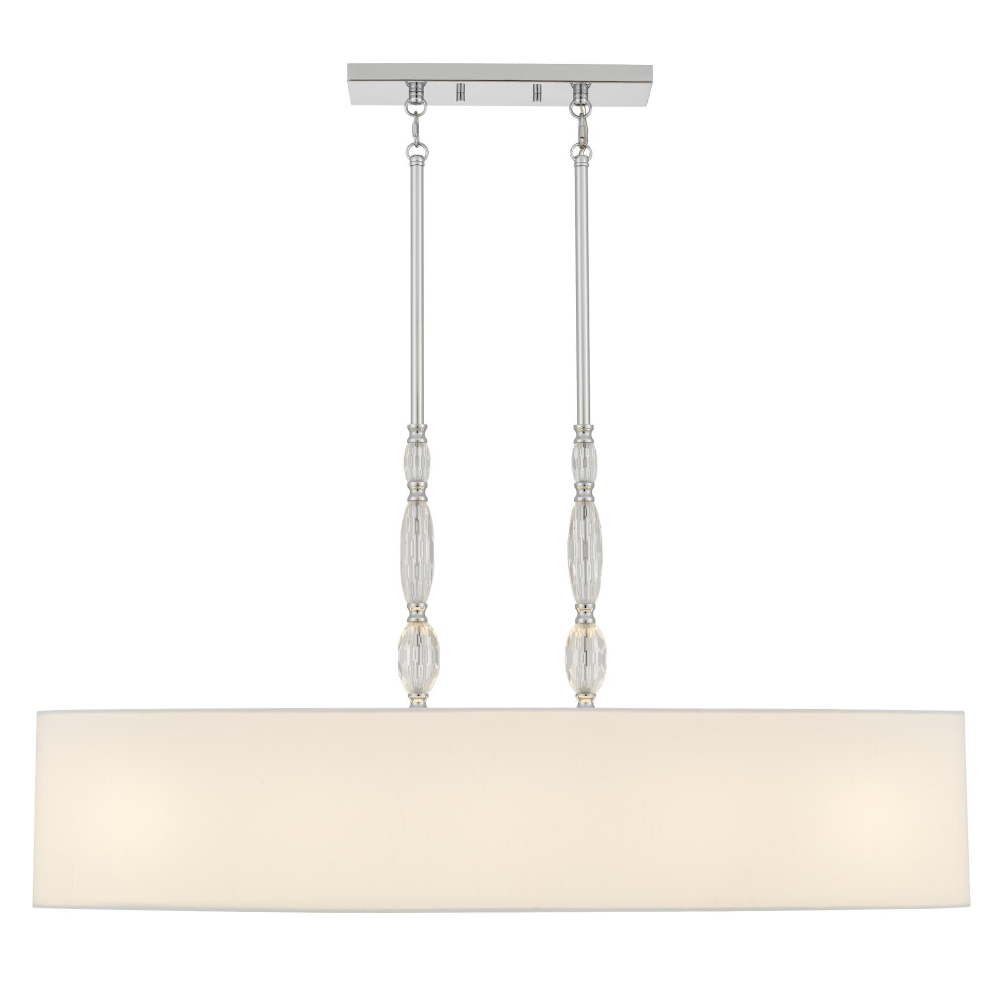 Shown in Polished Chrome finish and White Linen Fabric shade