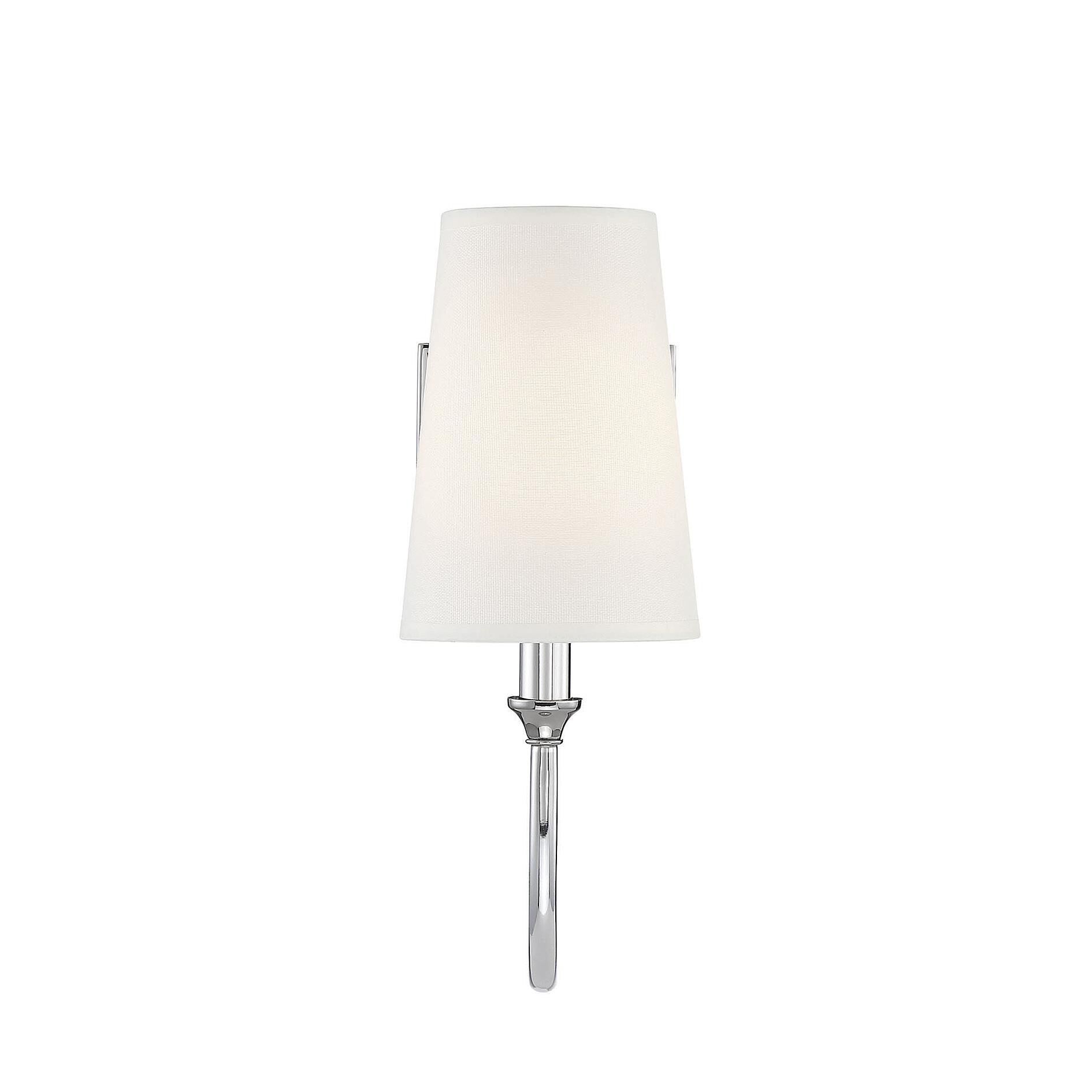 Shown in Polished Nickel finish and White Fabric shade