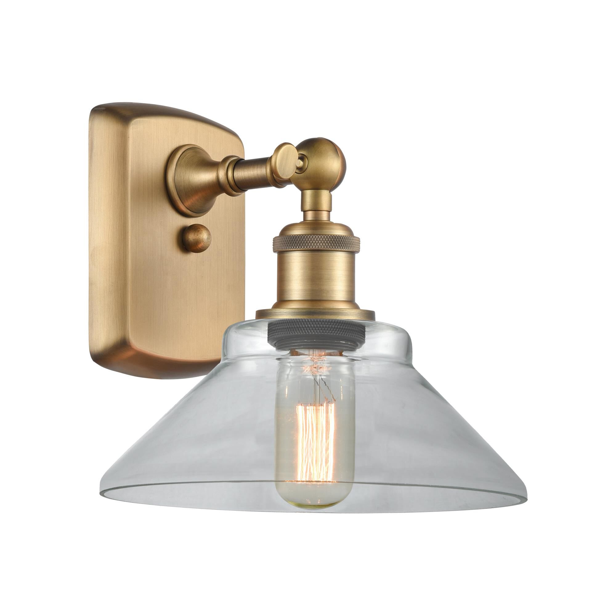 Shown in Brushed Brass finish and Disc glass and Glass shade