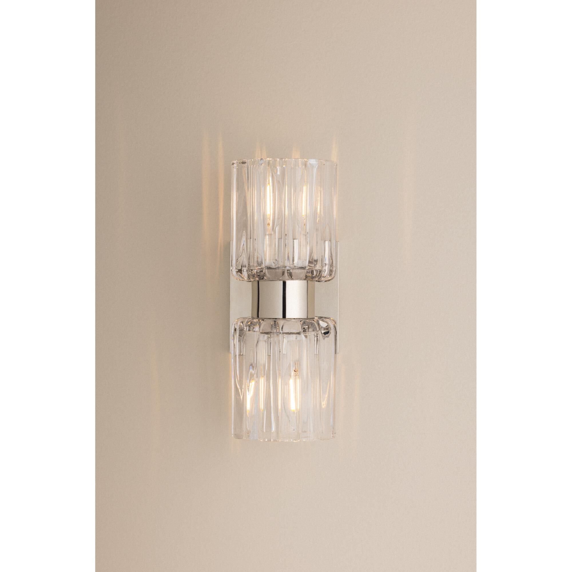 Shown in Polished Nickel finish and Clear Optic glass