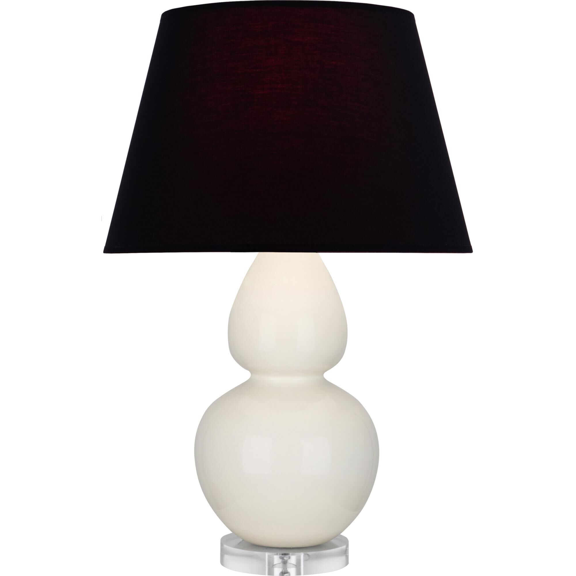 Shown in Bone finish and Ink Black with Rose Red Lining shade and Lucite accent