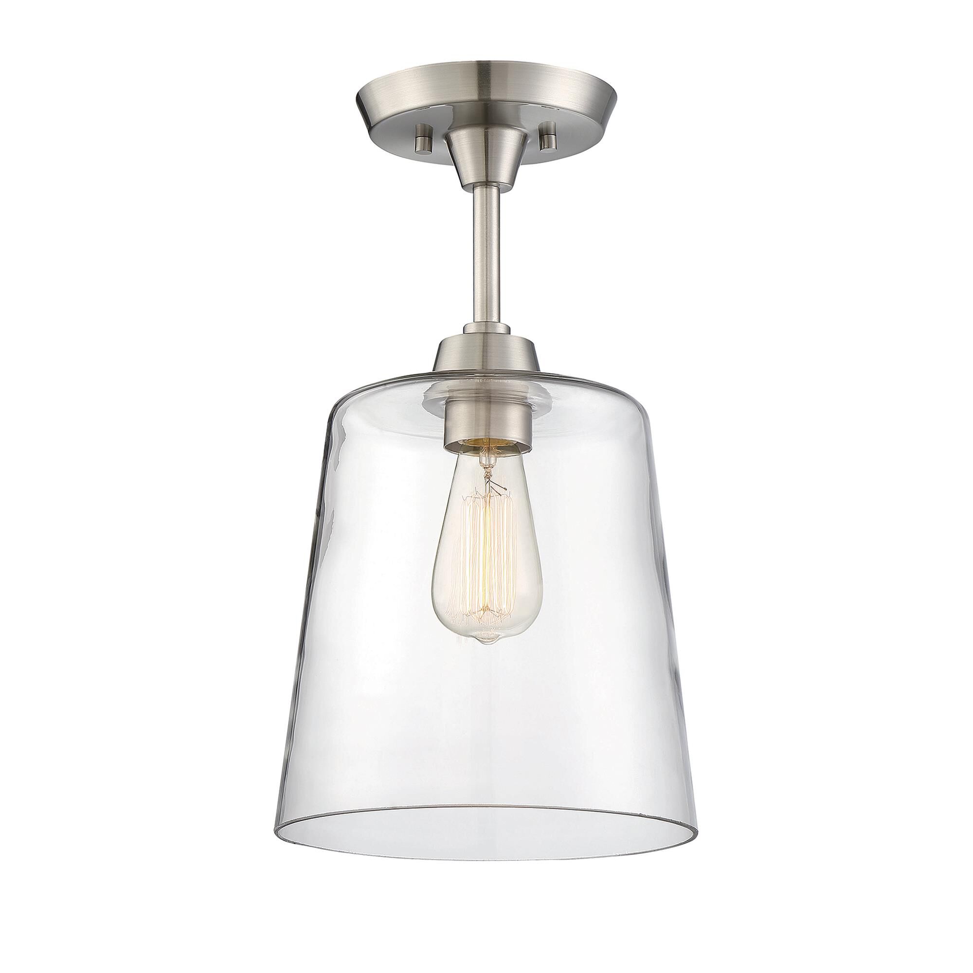 Shown in Brushed Nickel finish and Clear glass