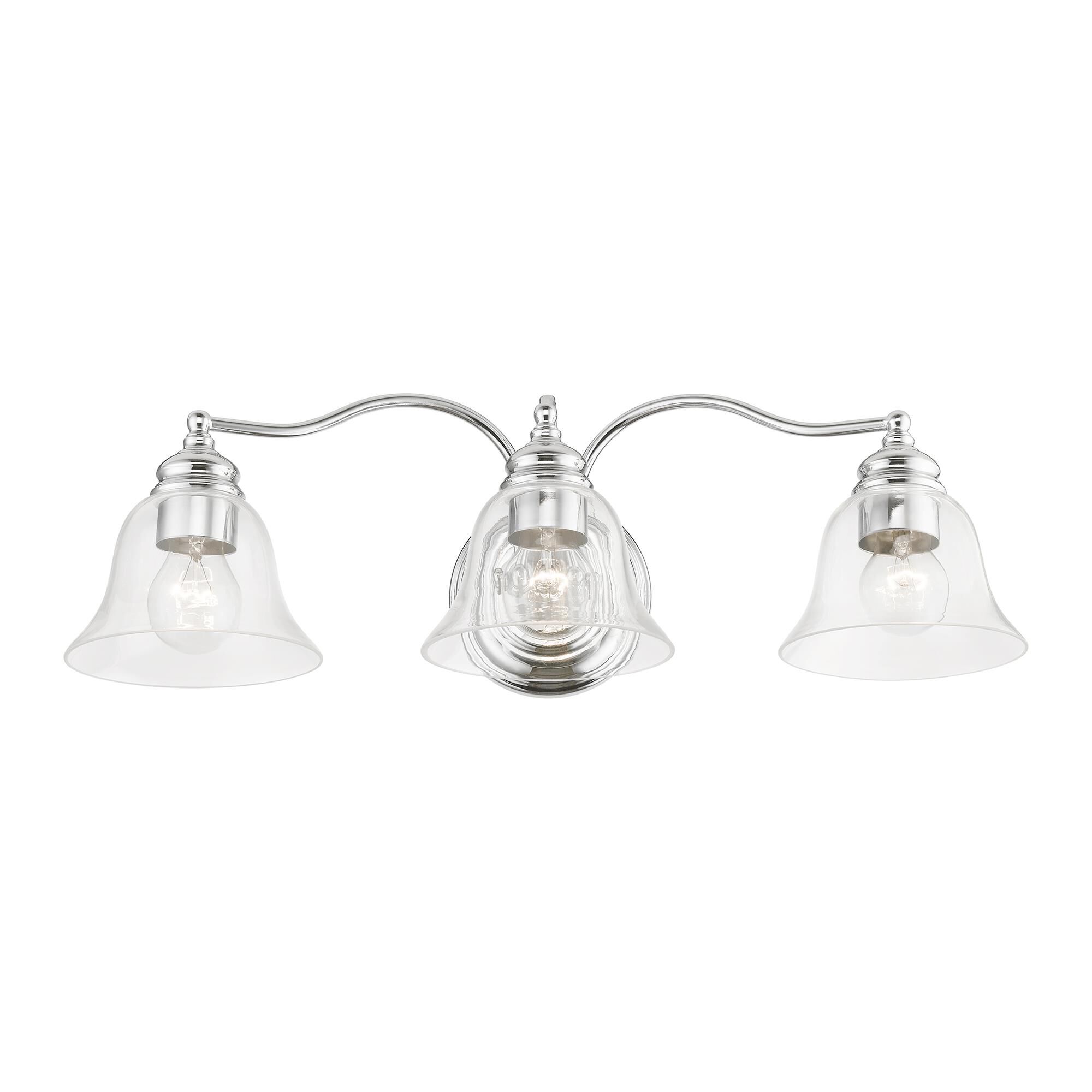 Shown in Polished Chrome finish and Hand Blown Clear glass