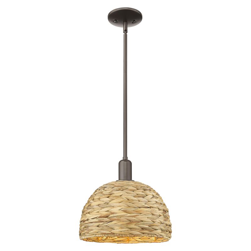 Bruno Marashlian Woven Rattan 12 Inch Mini Pendant by Innovations Lighting