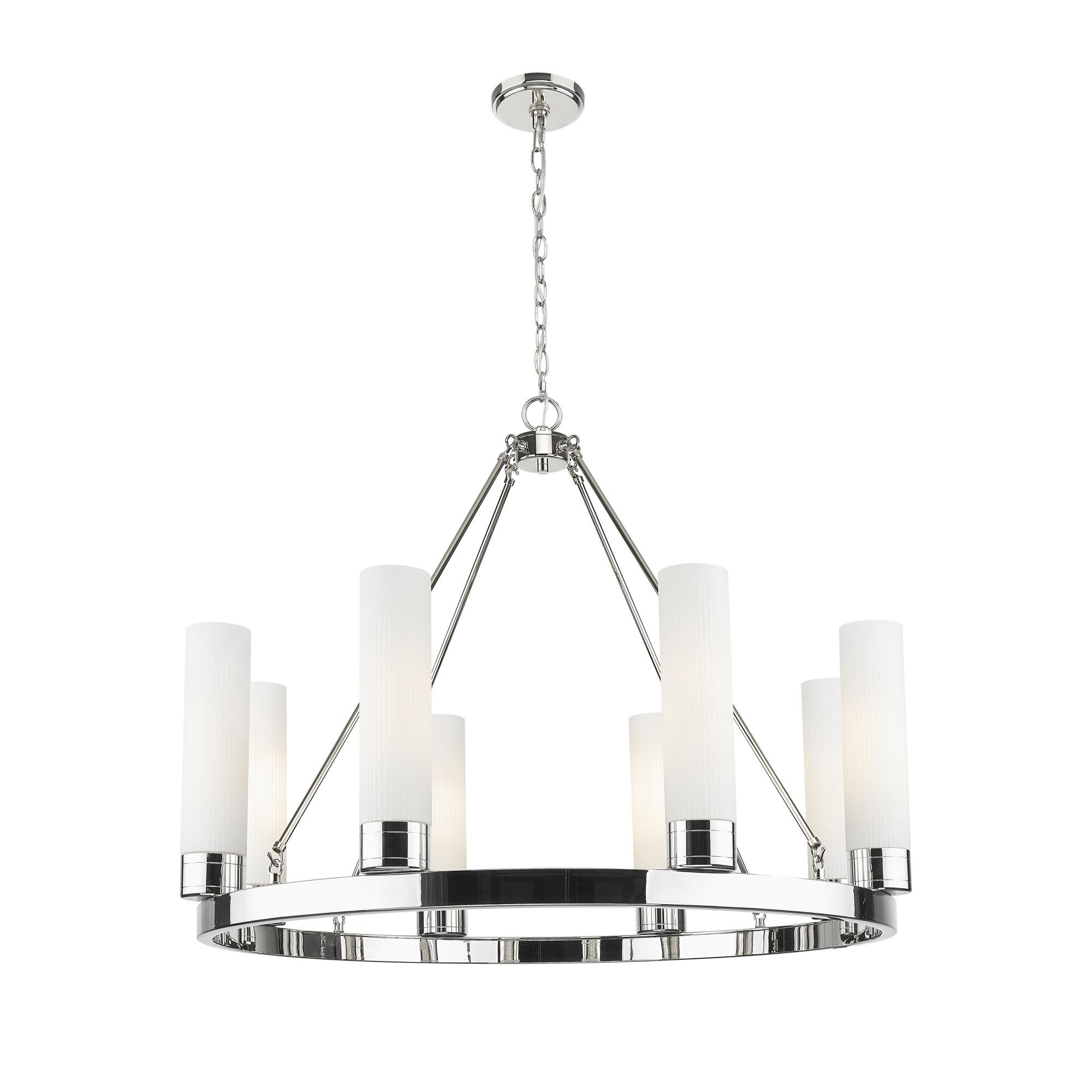 Shown in Polished Nickel finish and Striped White glass