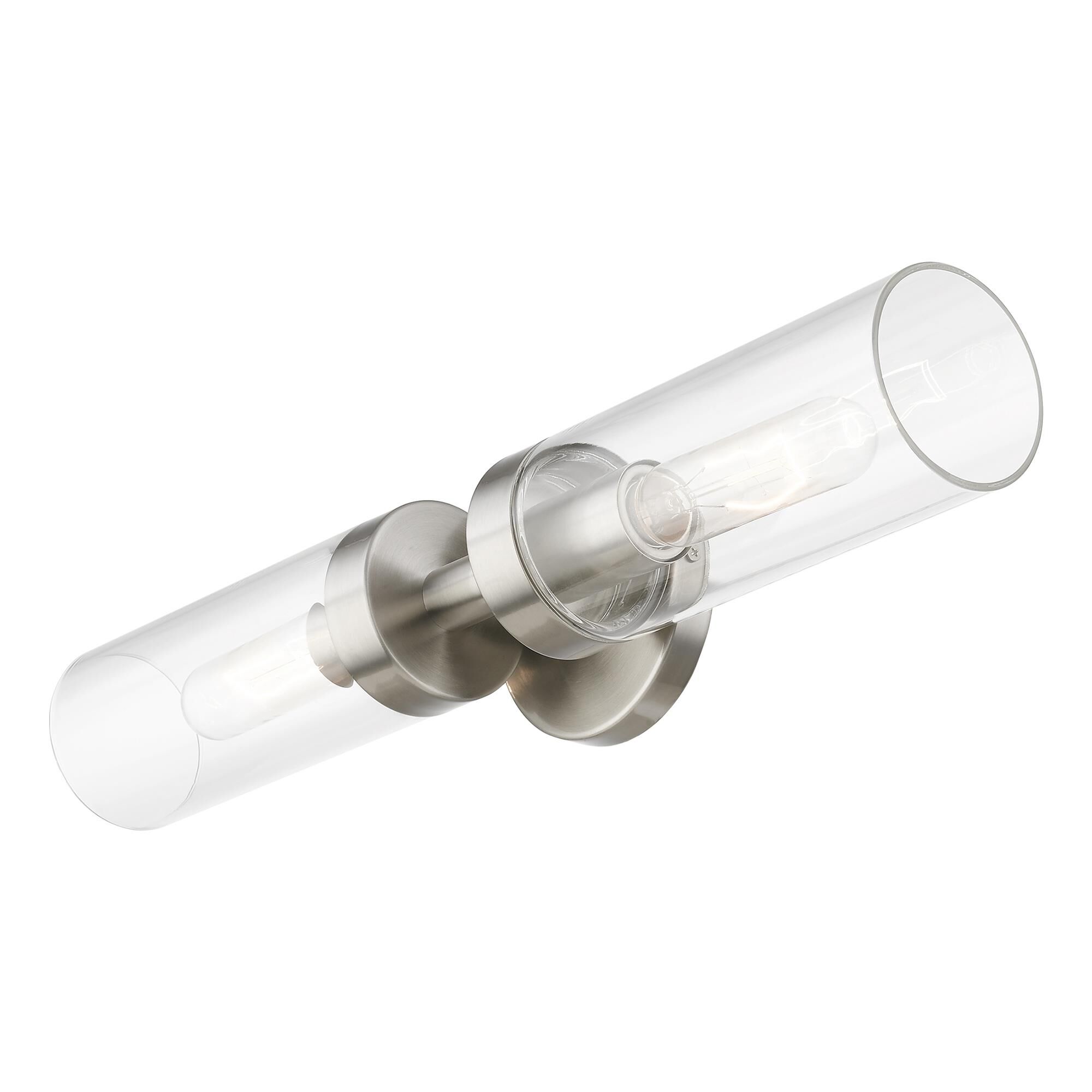 Shown in Brushed Nickel finish and Clear glass