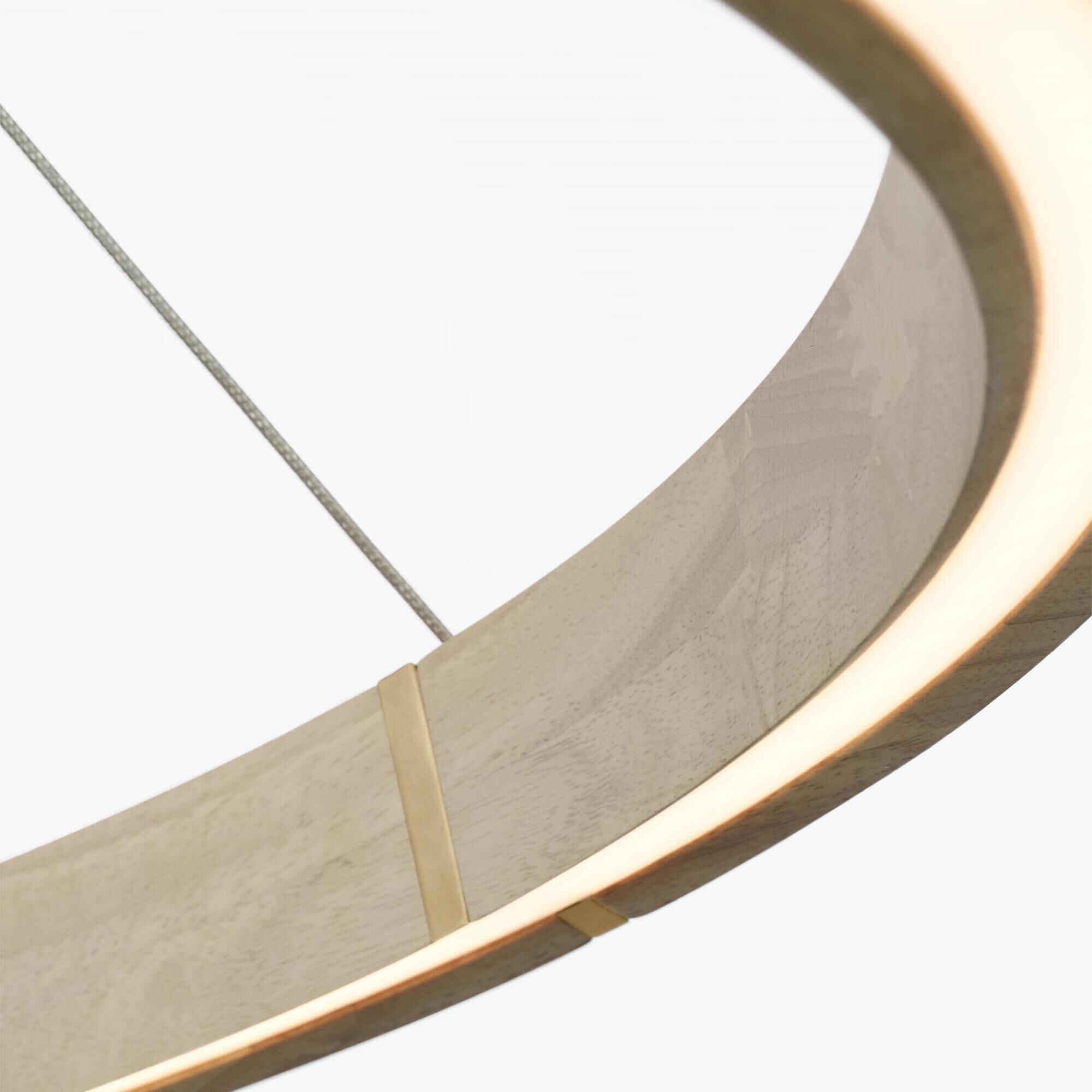 Shown in Hand Rubbed Antique Brass finish and Wood Ring shade