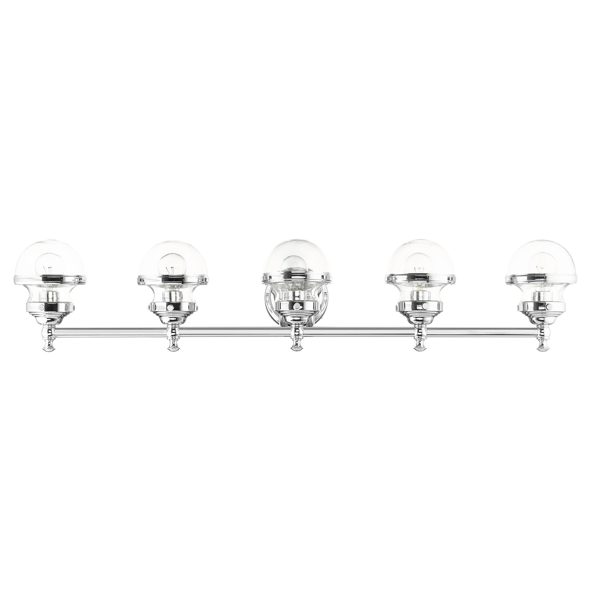 Shown in Polished Chrome finish and Hand Blown Clear glass and Hand Blown Clear Glass shade