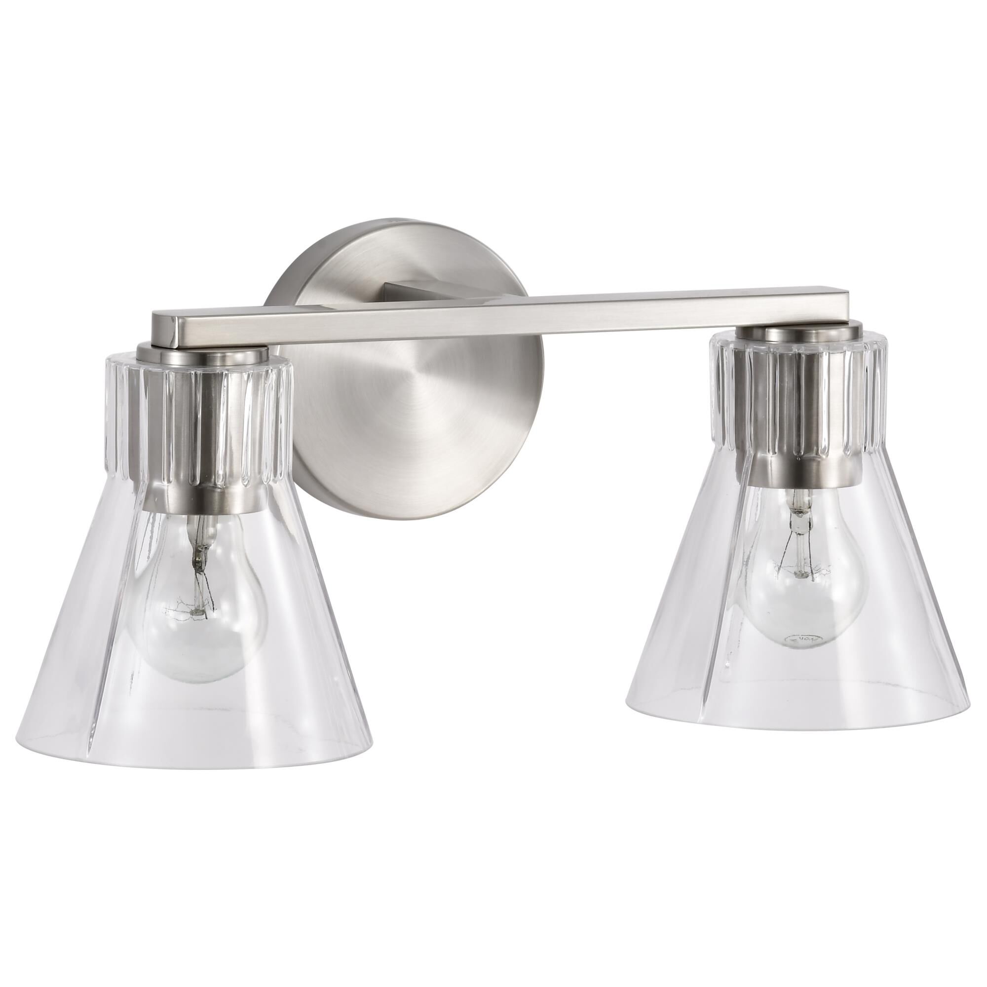 Shown in Brushed Nickel finish and Clear glass