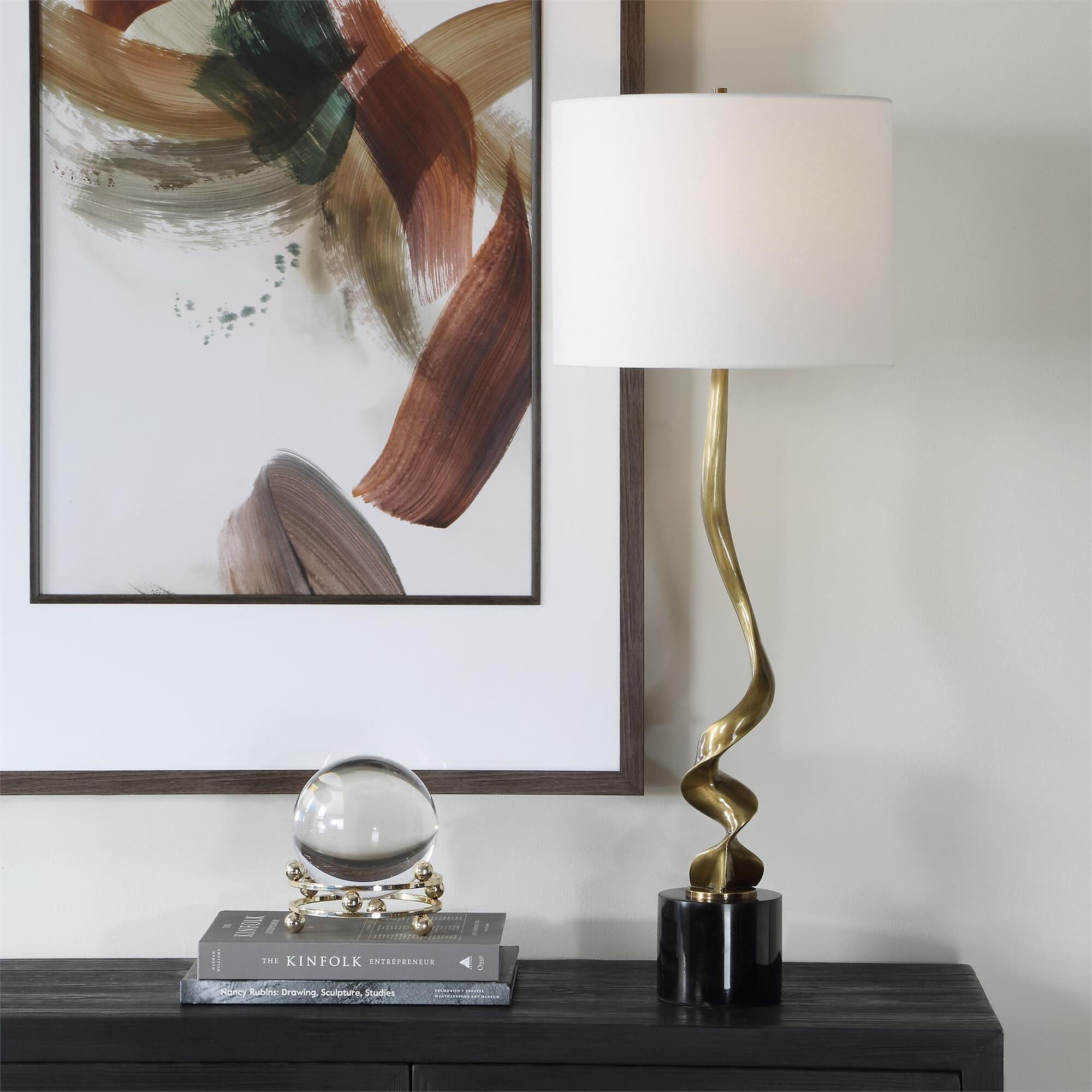 Shown in Black, Gold finish and Drum Hardback shade