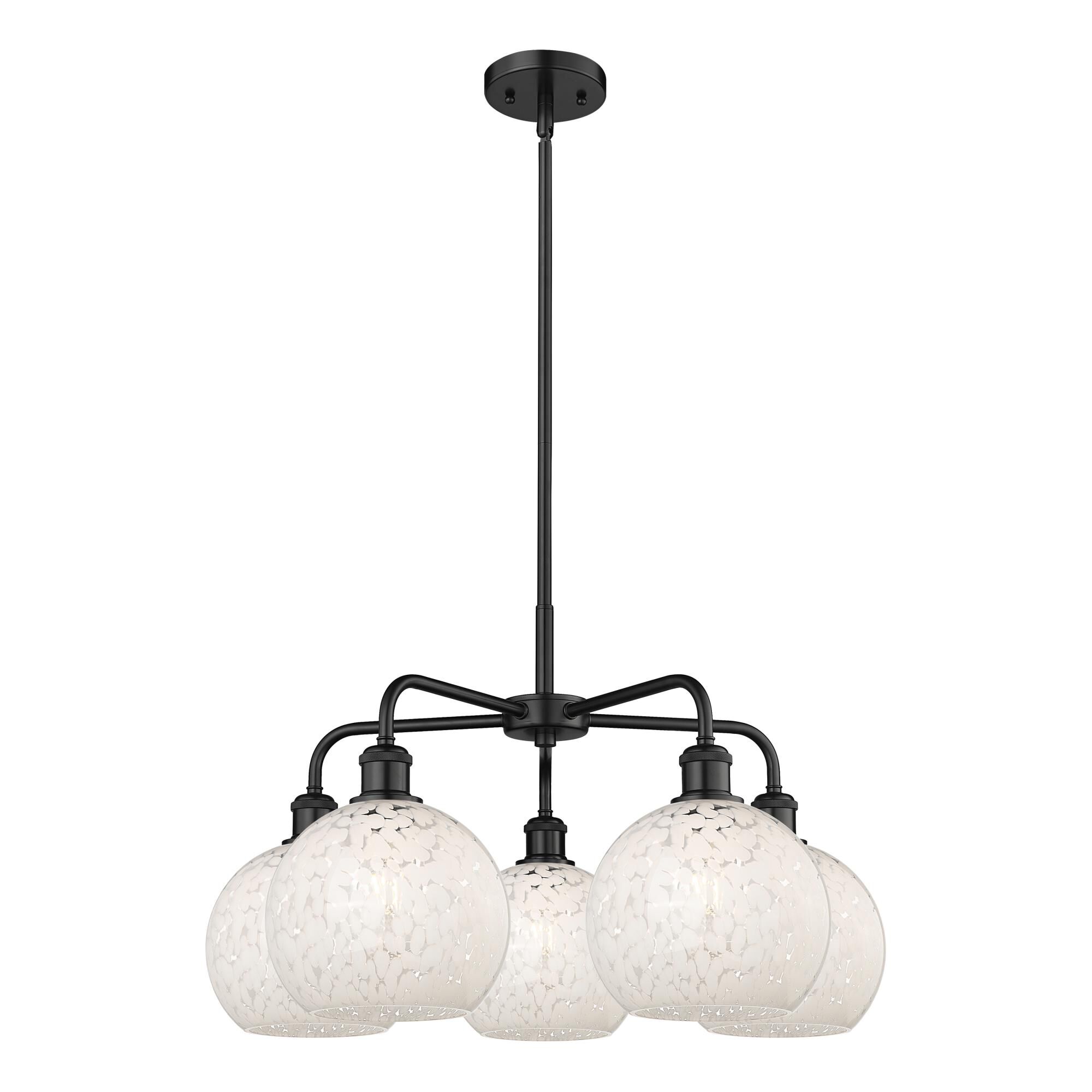 Shown in Matte Black finish and White Mouchette glass