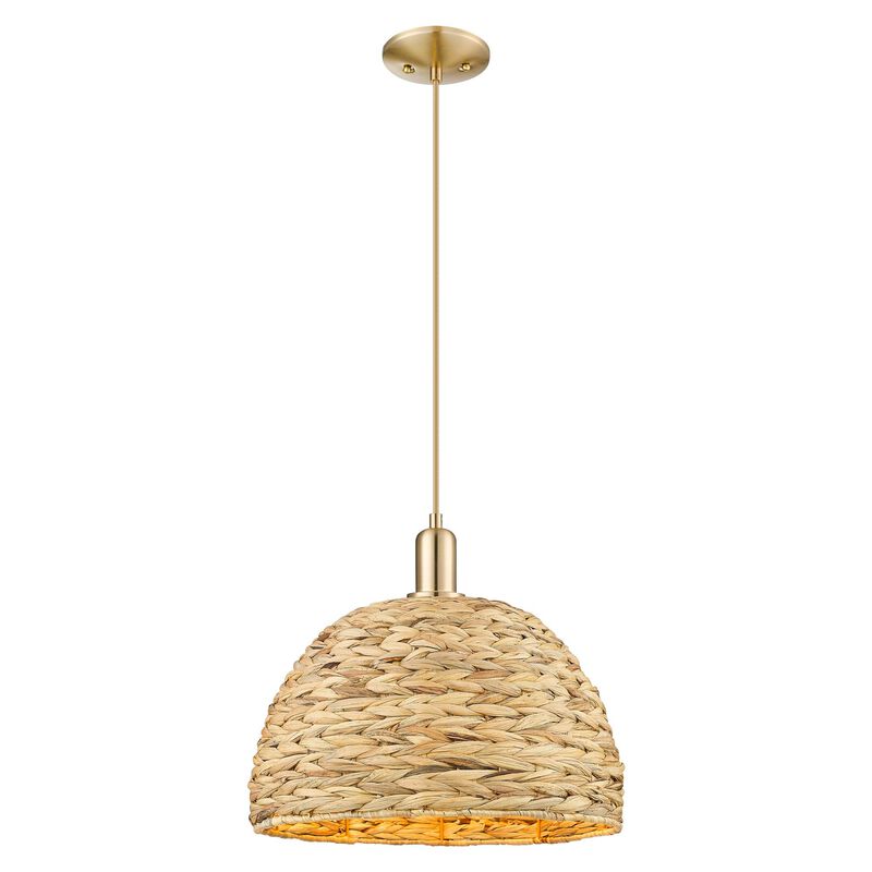 Bruno Marashlian Woven Rattan 16 Inch Large Pendant by Innovations Lighting