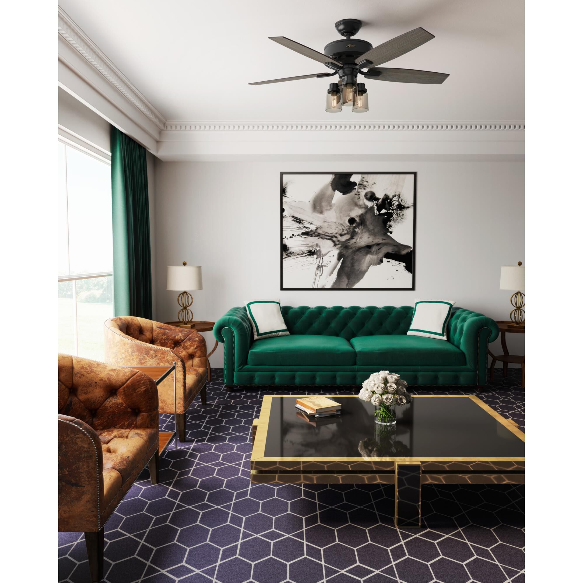 Bennett 52 Inch Ceiling Fan with Light Kit by Hunter Fan