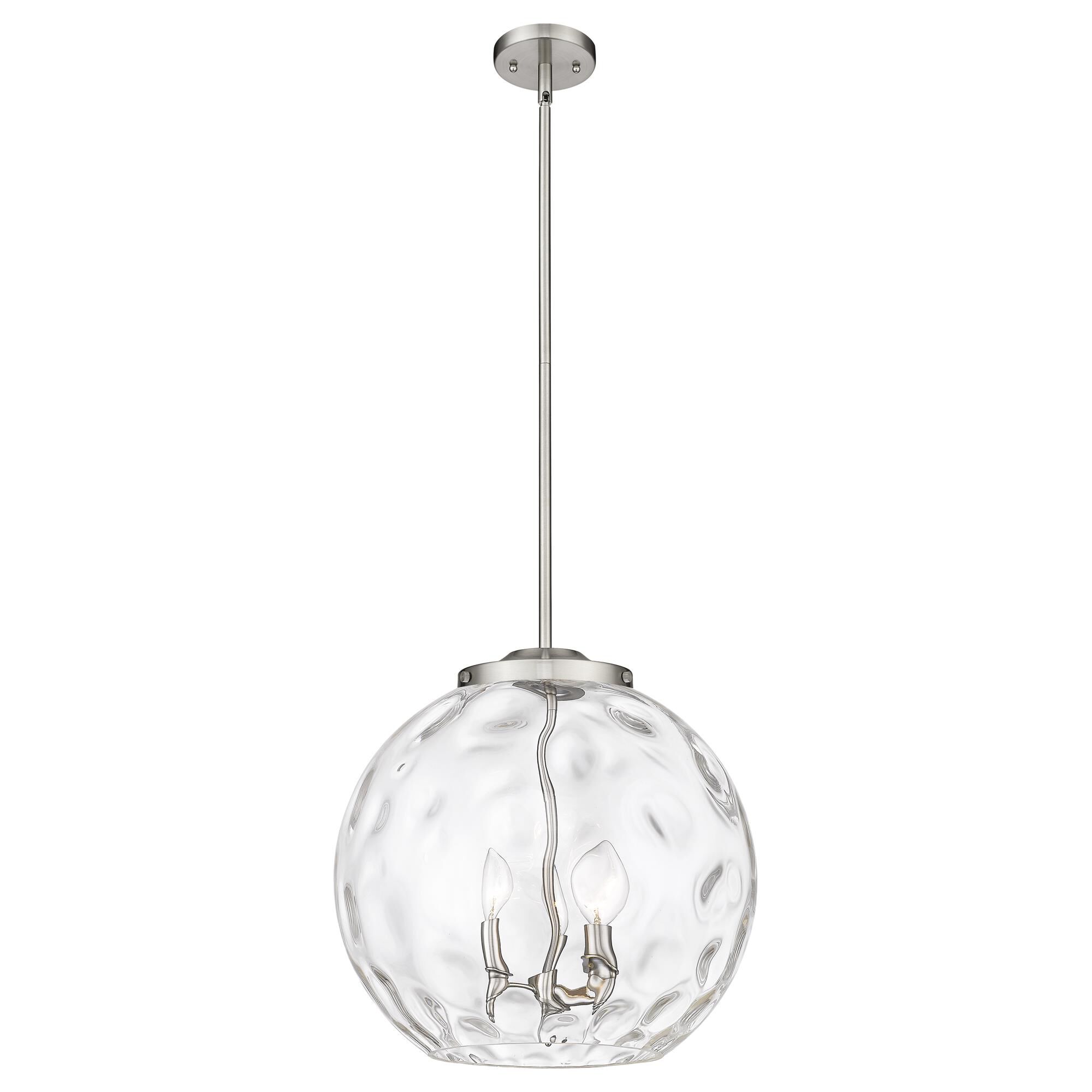 Shown in Brushed Satin Nickel finish and Clear glass