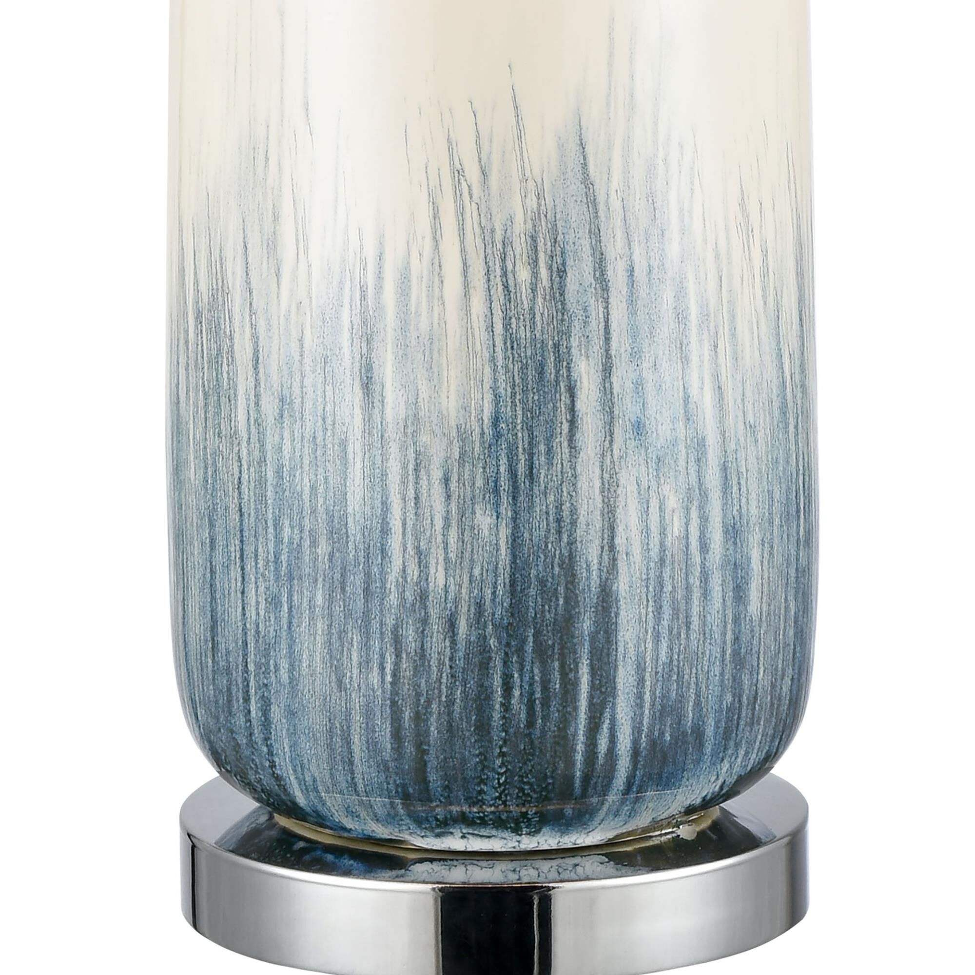 Shown in Blue finish and Natural Linen Shade glass and Natural Linen shade