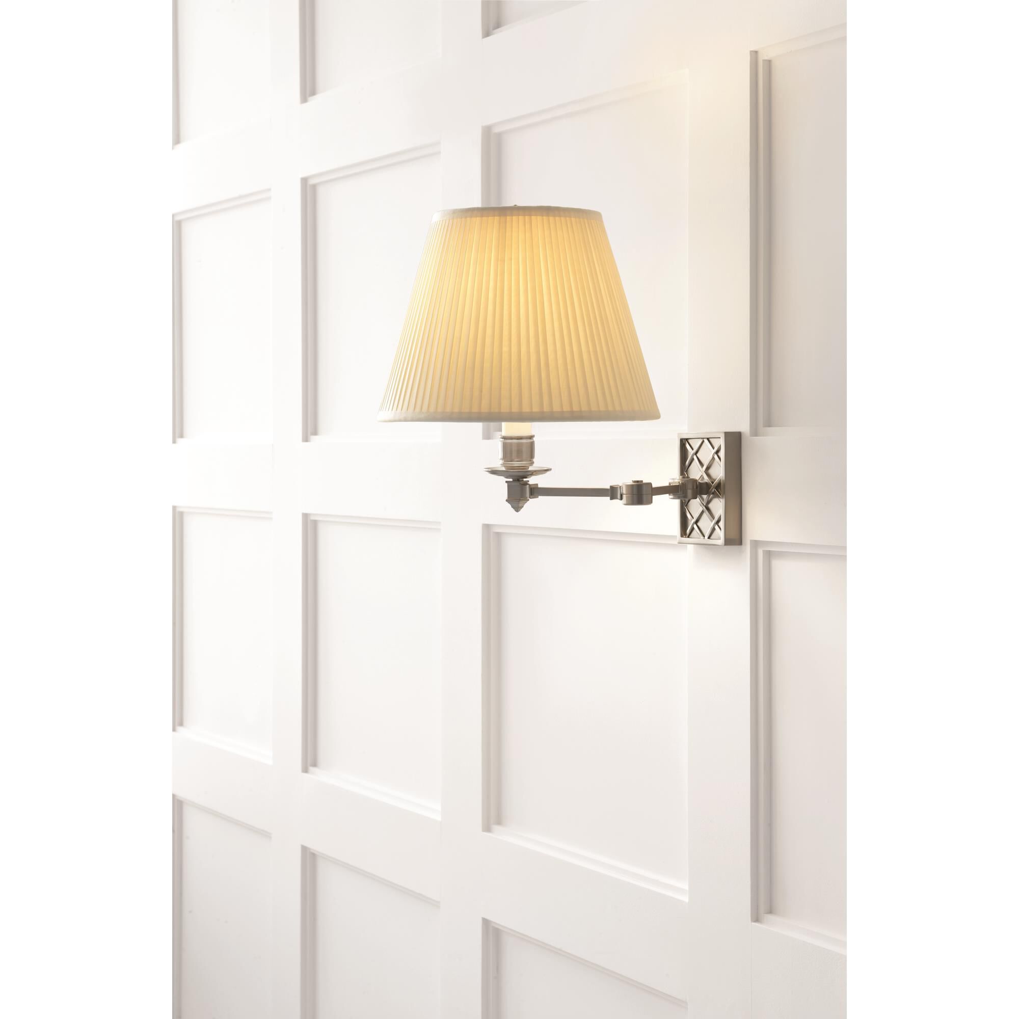 Shown in Polished Nickel finish and Silk shade