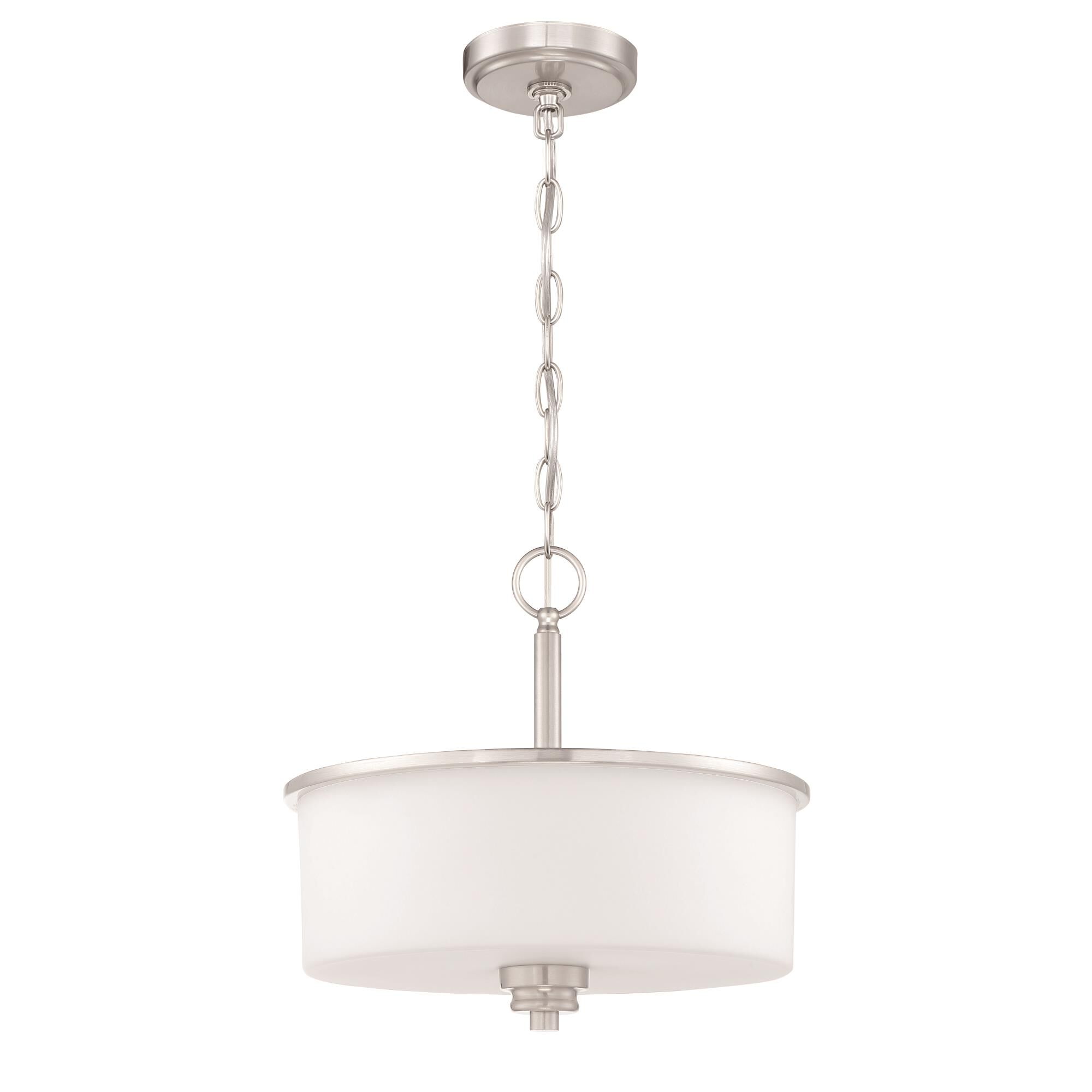 Shown in Brushed Polished Nickel finish and Clear Seeded glass and Glass shade